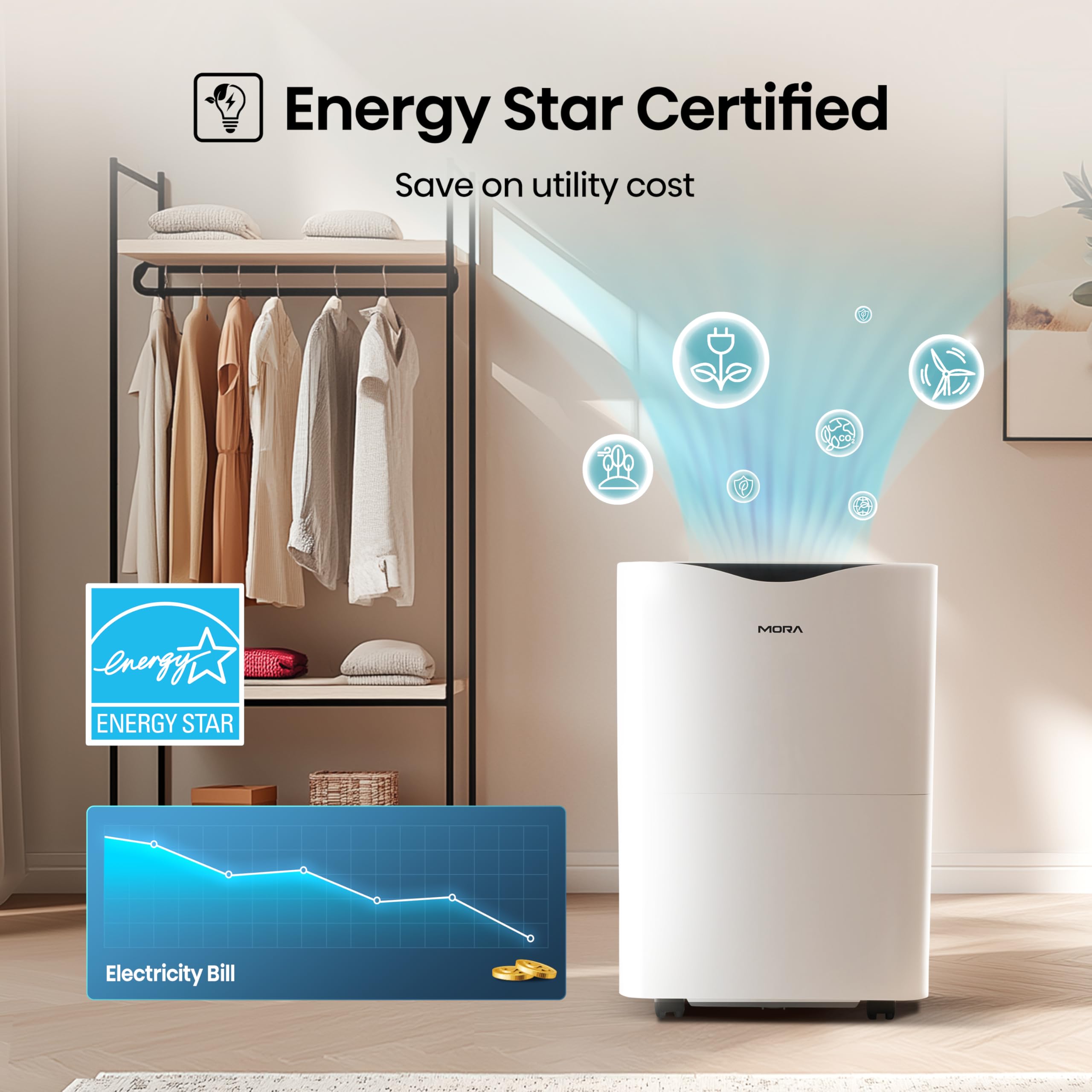 Mora Mora by Hisense - Deshumidificador de 35 pintas, para espacio de hasta 3000 pies cuadrados en casa, en sótanos y habitaciones grandes, Energy Star, funcionamiento silencioso, indicador de filtro