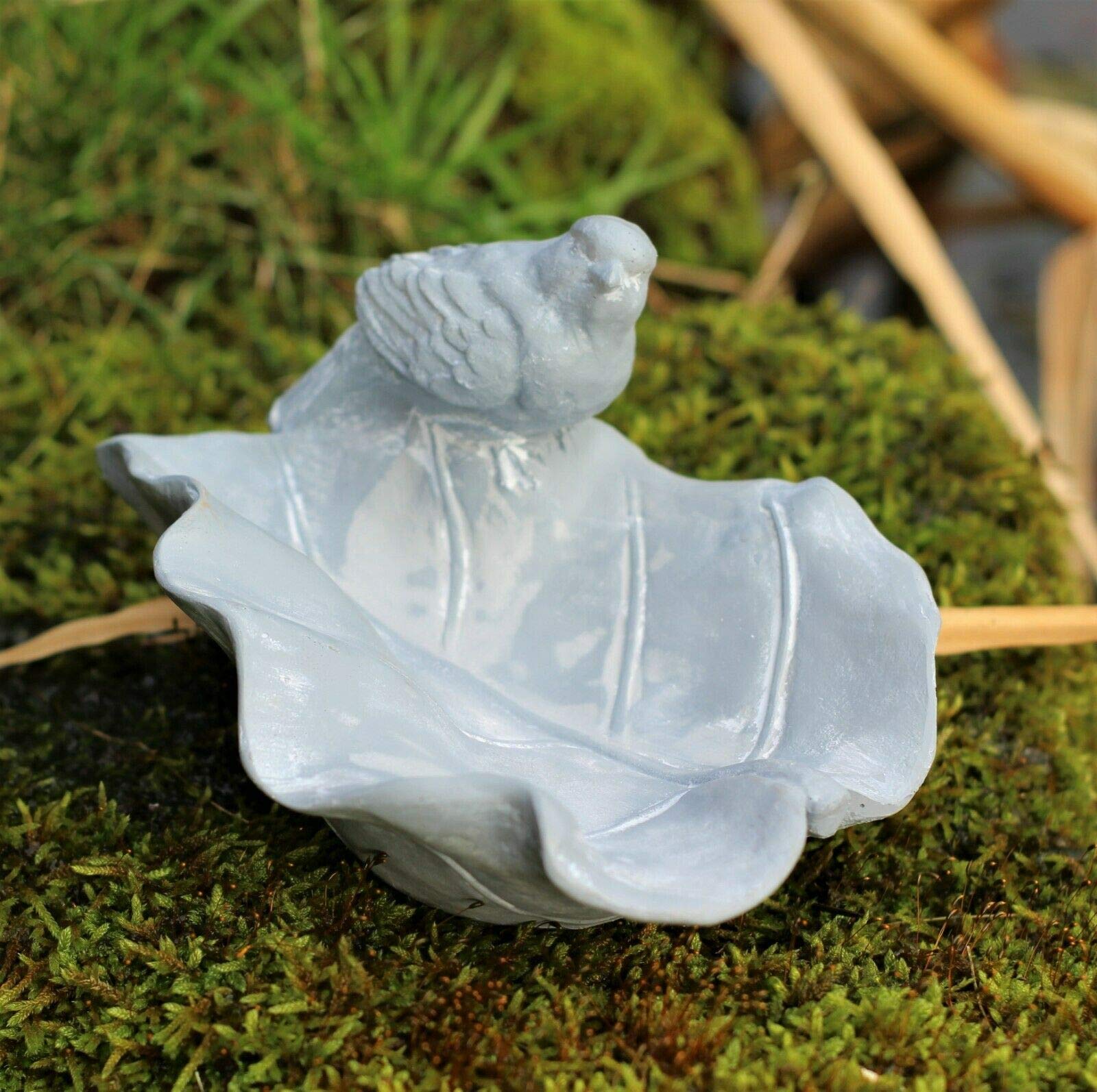 Hh Home Hut Leaf Grey Stone Outdoor Garden Ornament Bird Feeder Or Bath Basin Ceramic Leaf Statue