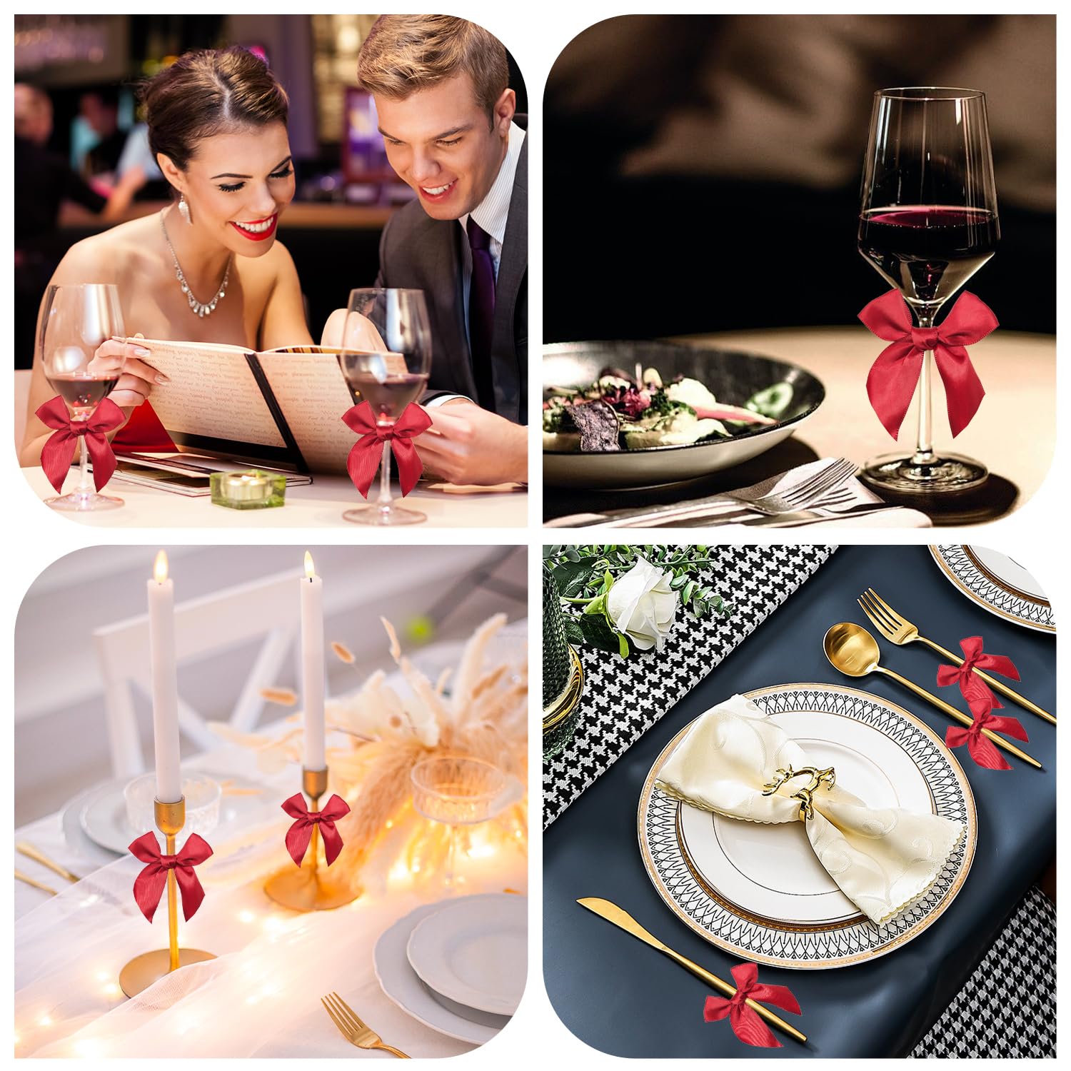30 Lazos Rojos, Lazos para Árbol de Navidad, Accesorios para Envolver Regalos, Pequeños Lazos Rojos para Manualidades, Boda y Decoración Navideña