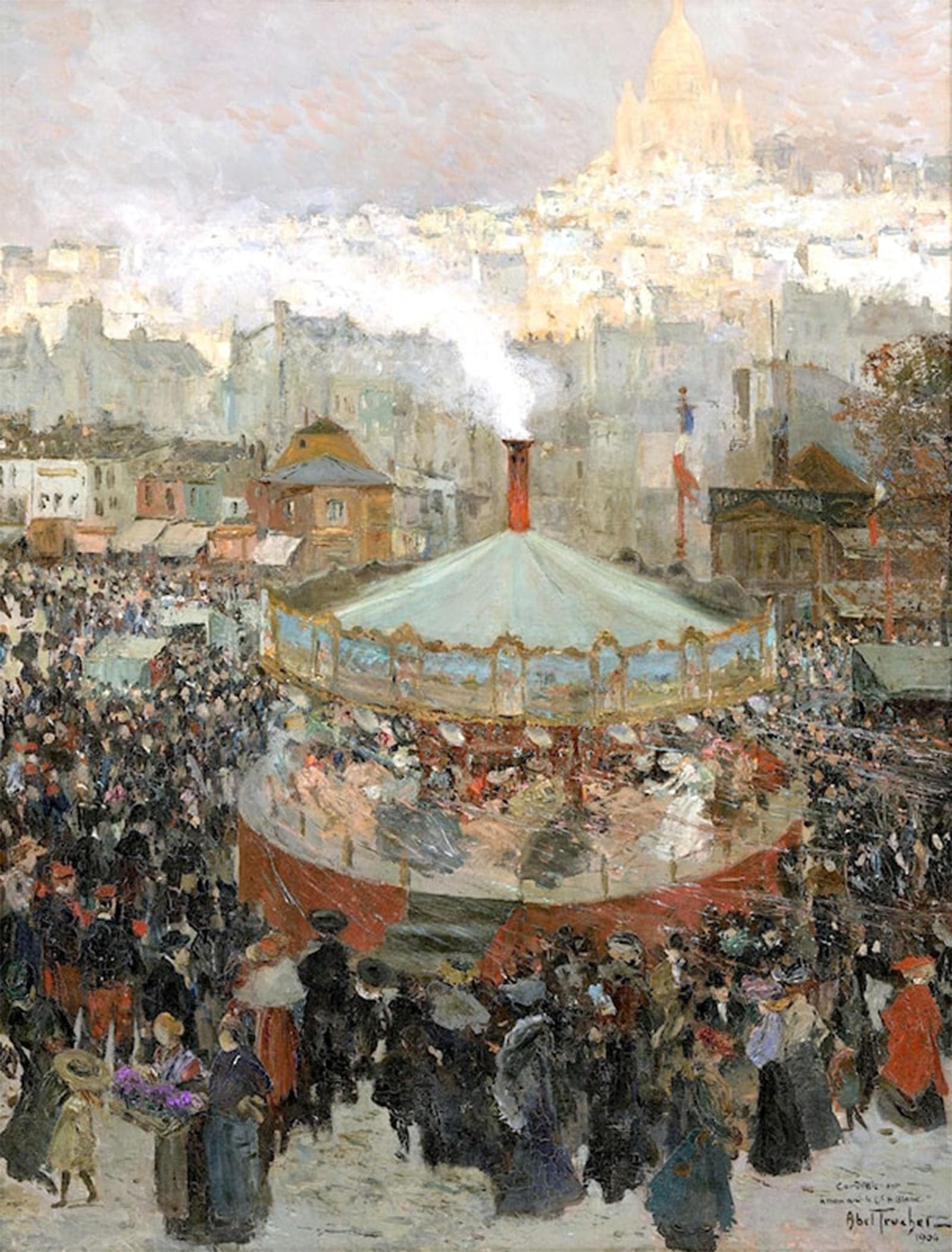 POSTERIIk Famous Animal Posters Vintage Picture Fairground with the Sacré-coeur in the Background by Louis Abel-truchet Modern Wall Decor for Home Decor 60x90cm