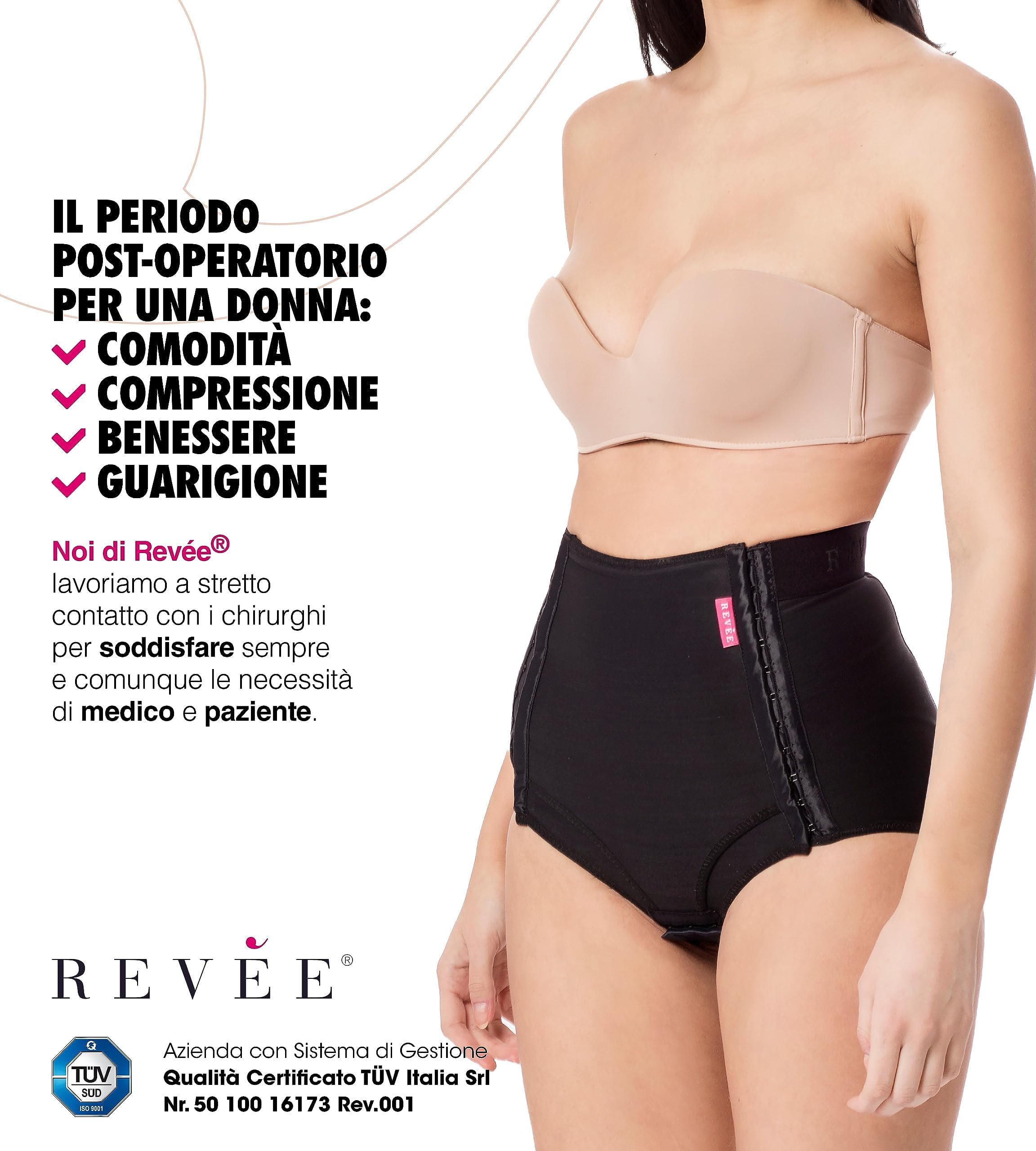 REVÉE Guaina Compressiva Post-operatoria - Guaina Post-Parto Cesareo, Isterectomia, Mini-Addominoplastica, Lipofilling, Fascia Addominale Donna Post-Parto - Terapia Compressiva