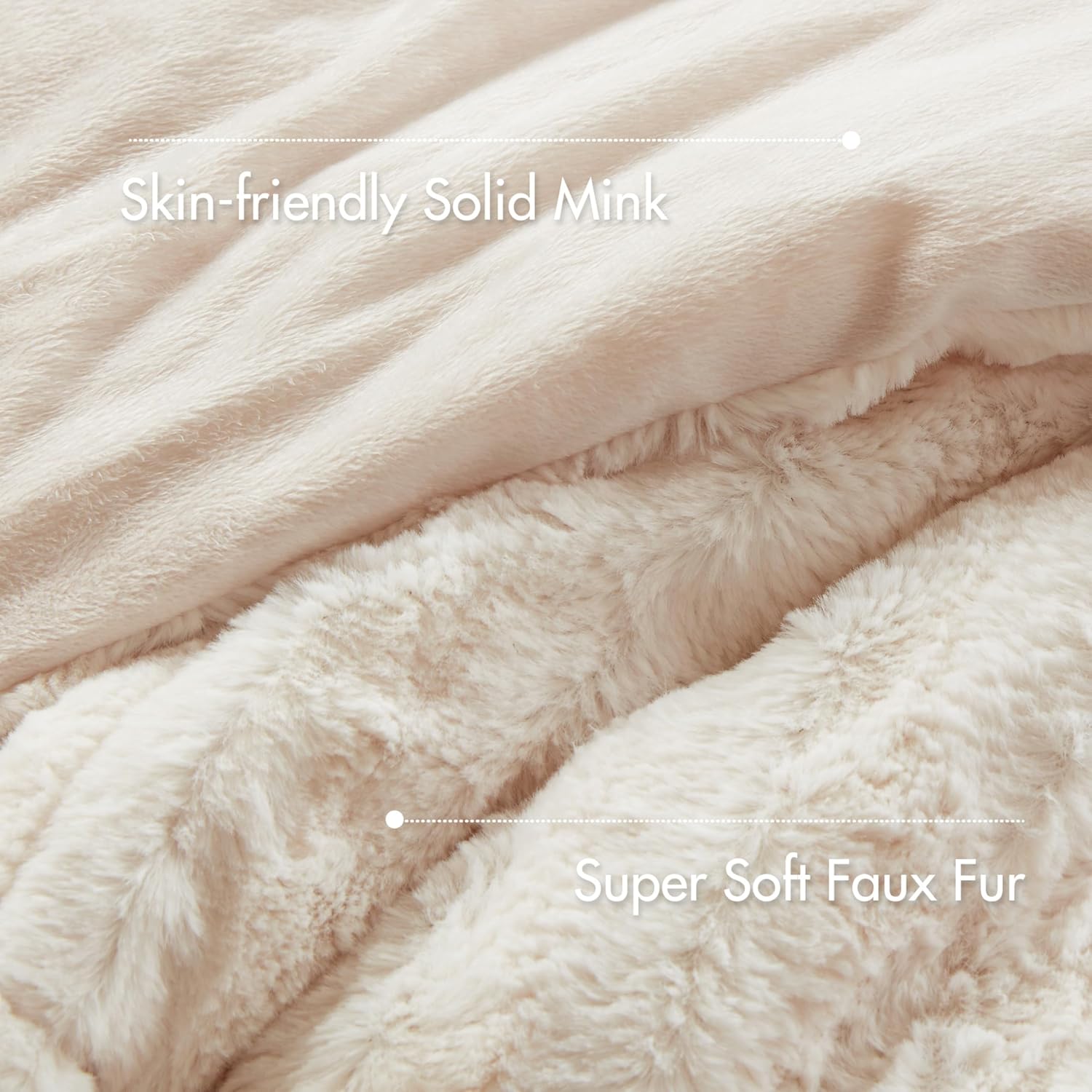 madison park duke luxe faux fur reversible comforter set, soft plush reverse, modern down alternative filling cozy bedding, box quilted warm cover, matching shams, king/cal king, champagne 3 piece champagne king/california king