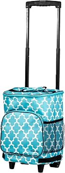 dbest products Ultra Compact Cooler Smart Cart, Moroccan Tile Insulated Collapsible Rolling Tailgate BBQ Beach Summer