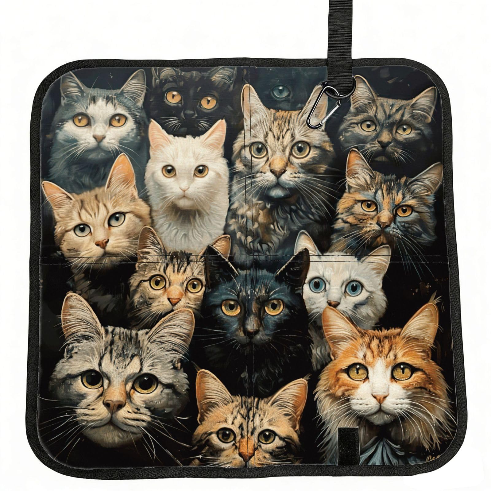 UVBDF Cat Print Outdoor Sitting Cushion Folding Seat Pad Compact Portable Picnic Bench Cushion Mat