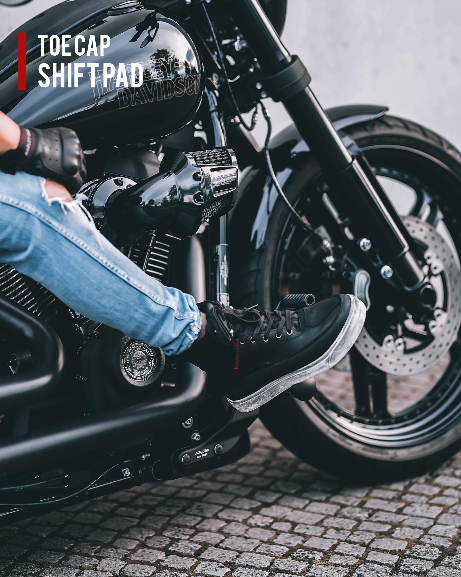 BORLENI Motorradschuhe Herren Motorradstiefel Leder Männer | seitlichem Reißverschluss Knöchelschutz Anti-Rutsch Sohle 40-47 EU