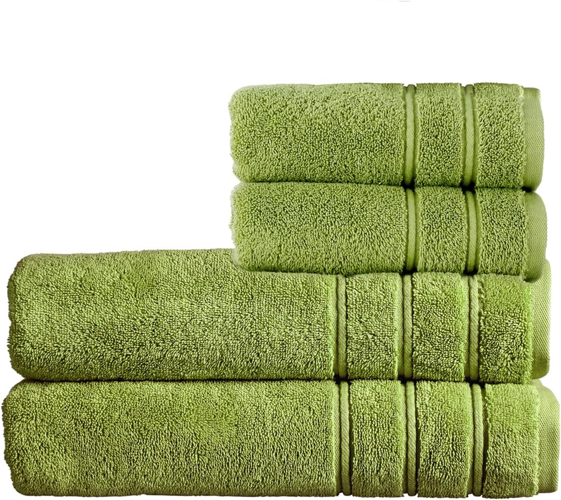 Christy Antalya Bath Sheets Set | 4 Piece | 100% Turkish Cotton | 600GSM | Soft Plush Luxury Towel Set | 2 Bath Sheets 2 Hand Towels | Quick Dry | Fern Green
