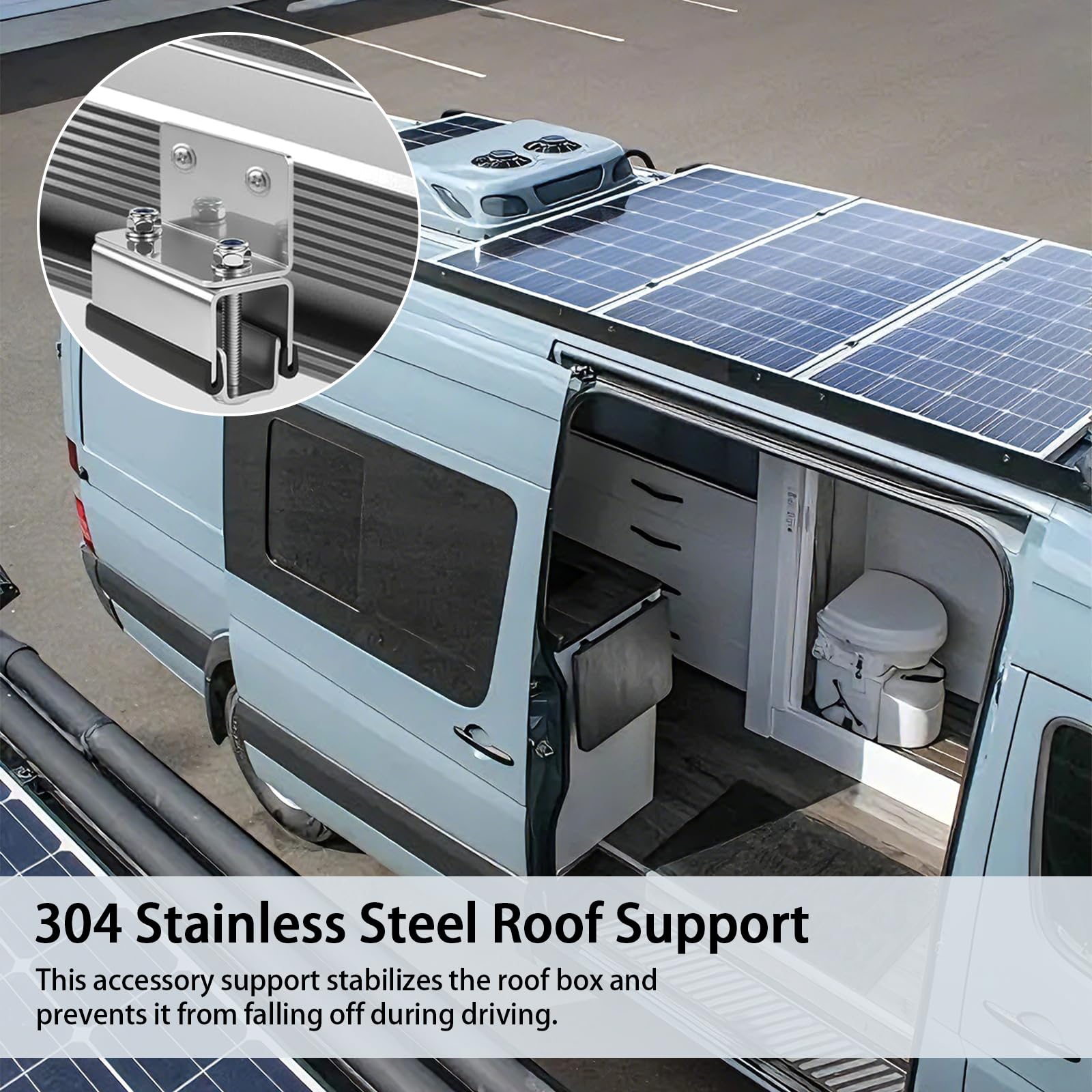 BRGD 6 Pezzi Van Roof Rack Mount Kit, portapacchi base 304 in acciaio inox per ProMaster, Boxer, Jumper, Ducato, Movano