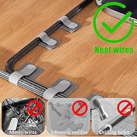 Vista 2 de 80 bridas para cables de gancho y bucle, correas de cable de gancho y bucle, gestión de cables debajo del escritorio, clips adhesivos para cables