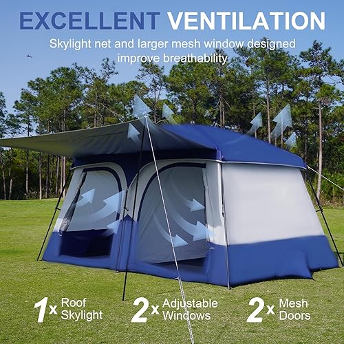 Miniatura 4 de Vidalido Tiendas de campaña, tienda de campaña para 3 a 4 personas con vestíbulo extendido, tiendas familiares resistentes a la intemperie con