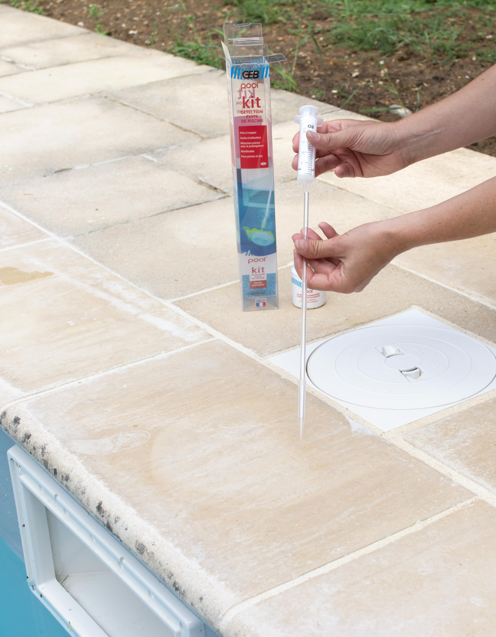 GEB Kit de detección de fugas para piscina y spa. Listo para usar, fácil de usar y reutilizable hasta 26 pruebas, amarillo