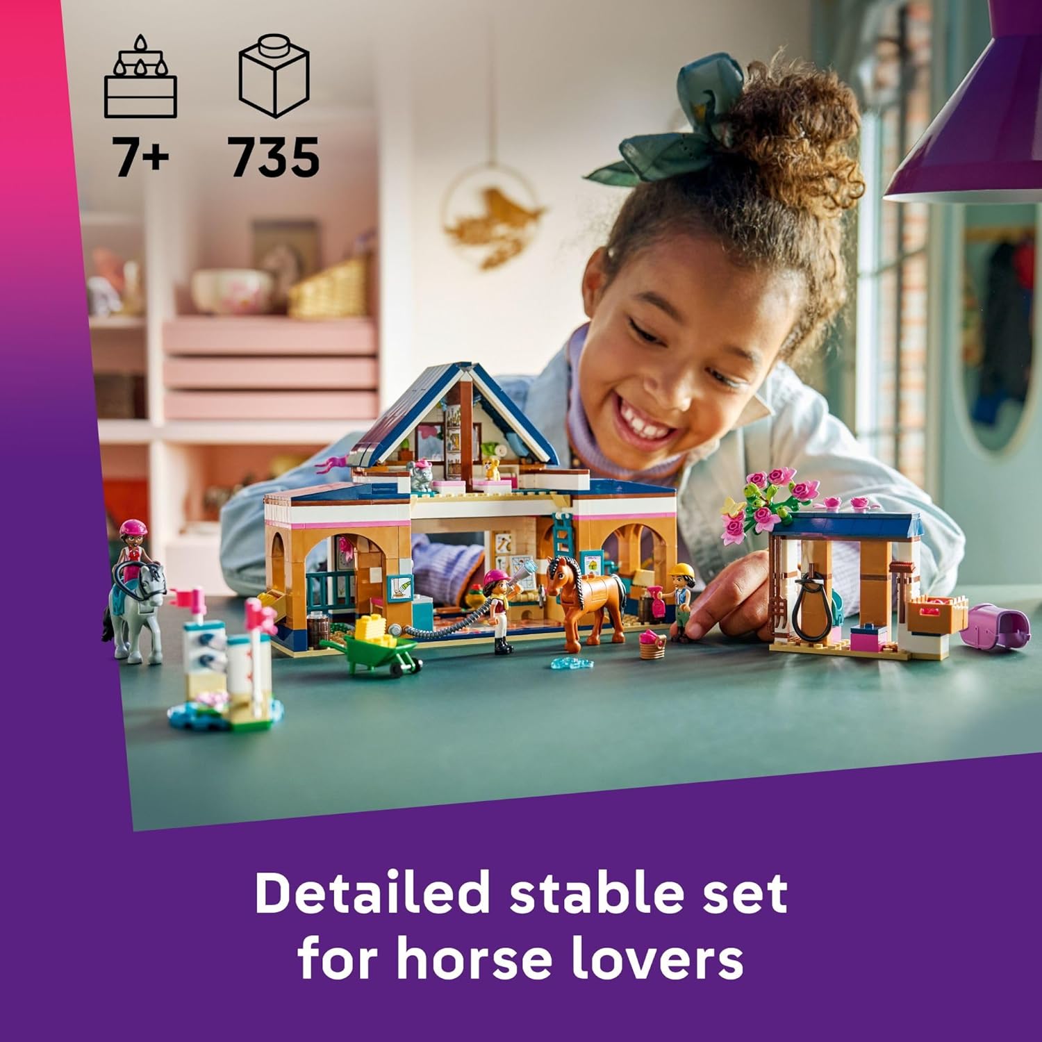LEGO Friends Horse Stable and Riding Academy Building Toy for Girls & Boys - Pretend Play Set for Kids, Ages 7+ - W/3 Minidolls, Toy Animal Figures, & Accessories - Gift Idea for Birthdays - 42688 - Image 2
