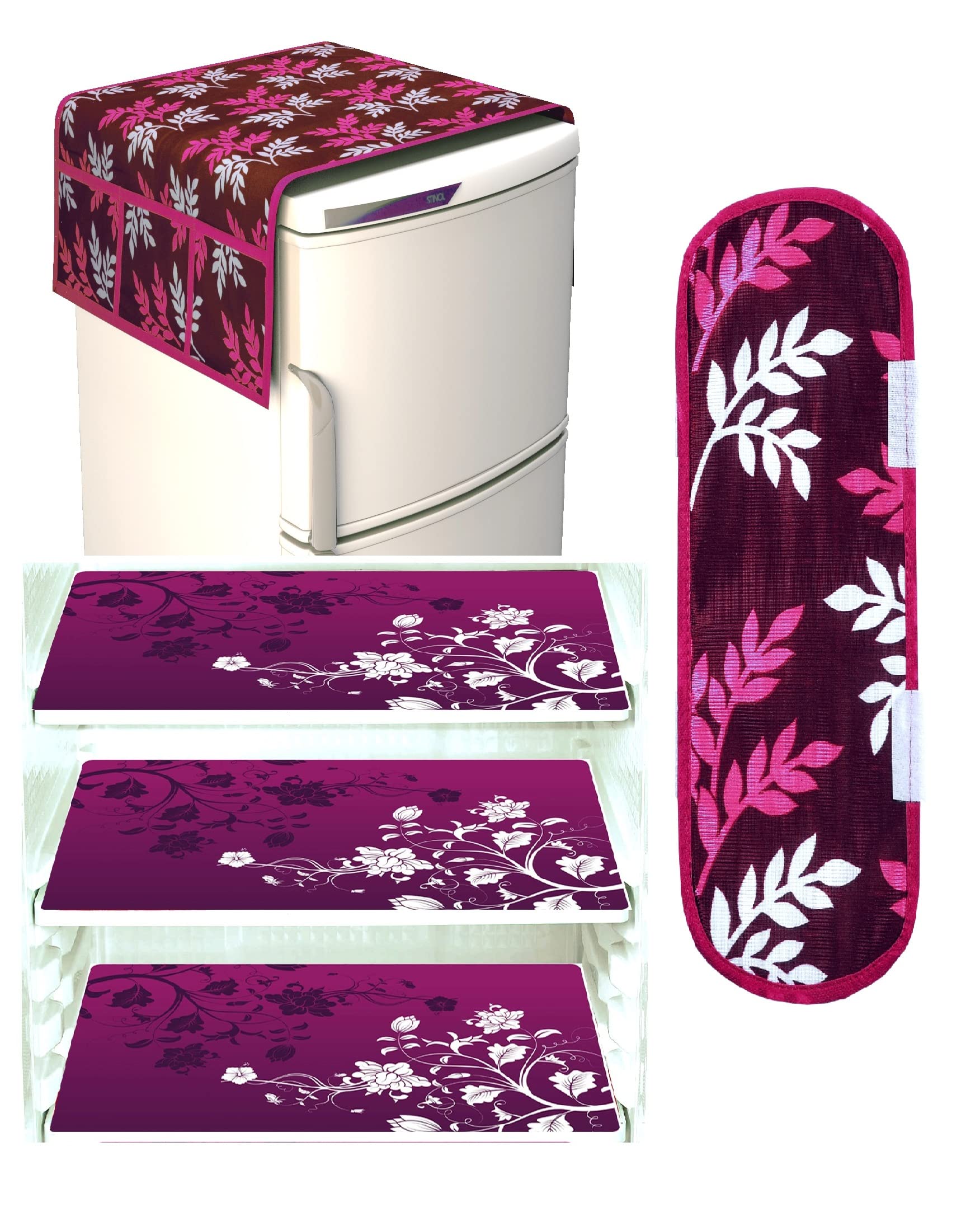 The Endless Store Combo Fridge Top Cover(21 X 39 Inches), Fridge Handle Covers (12 X 6 Inches)+ 3 Fridge Mats (11 X 17 Inches), 5 Piece Set (Wine Leaf 31) (B0BLNSQ9X6) Amazon Price History, Amazon Price Tracker