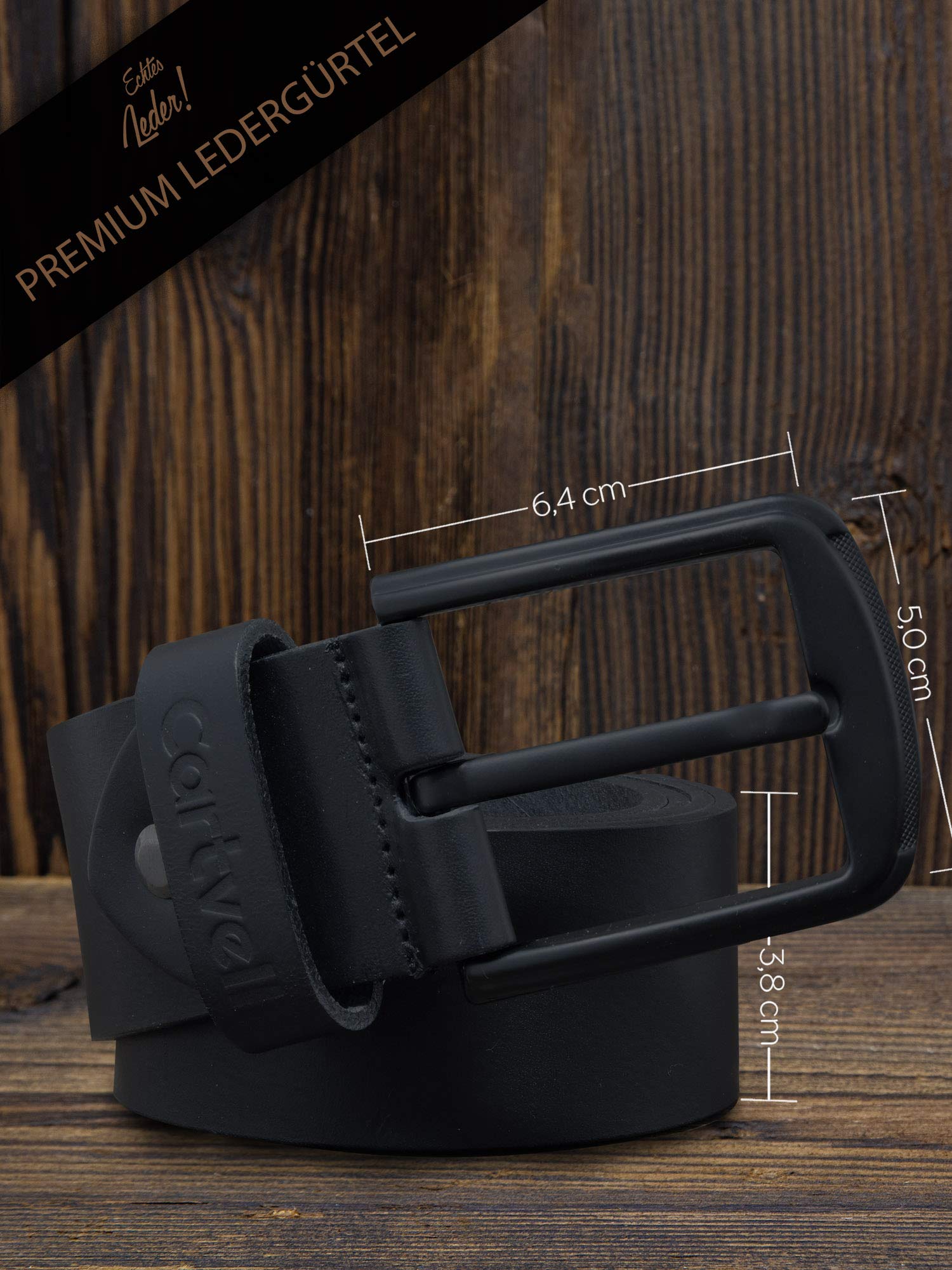Pasek z prawdziwej skóry męski czarny 40 mm Made in Germany - pudełko prezentowe - pasek męski klamra matowa czerń