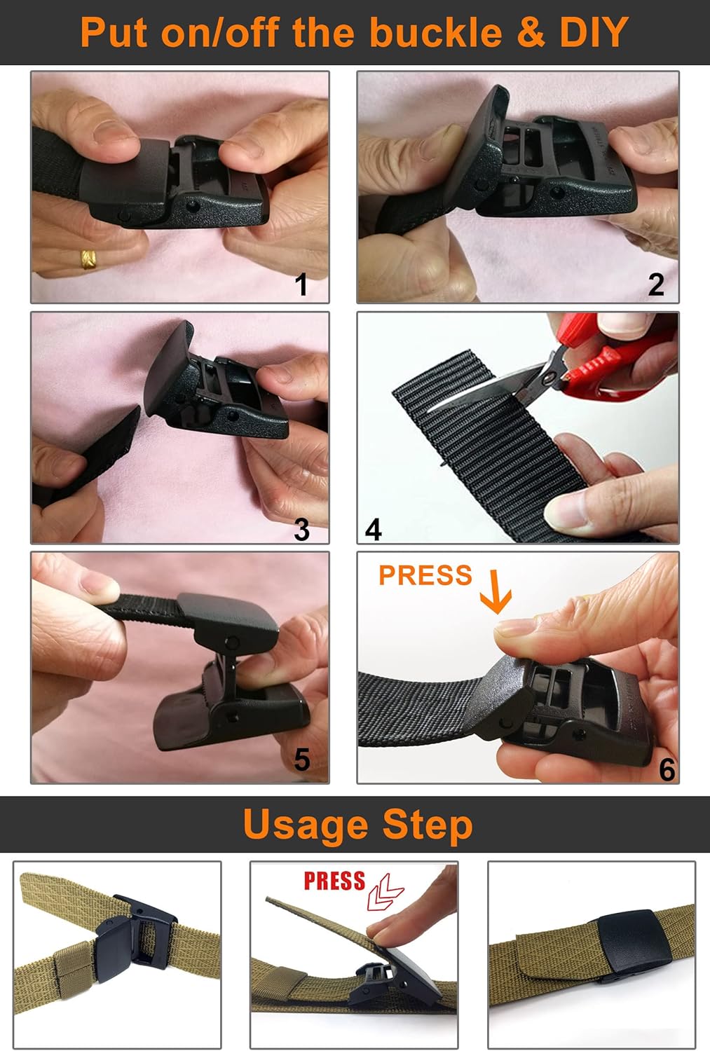 WYuZe Mens Nylon Web Belt No Metal Nickel-Free Military Tactical Hiking Belt - Image 6