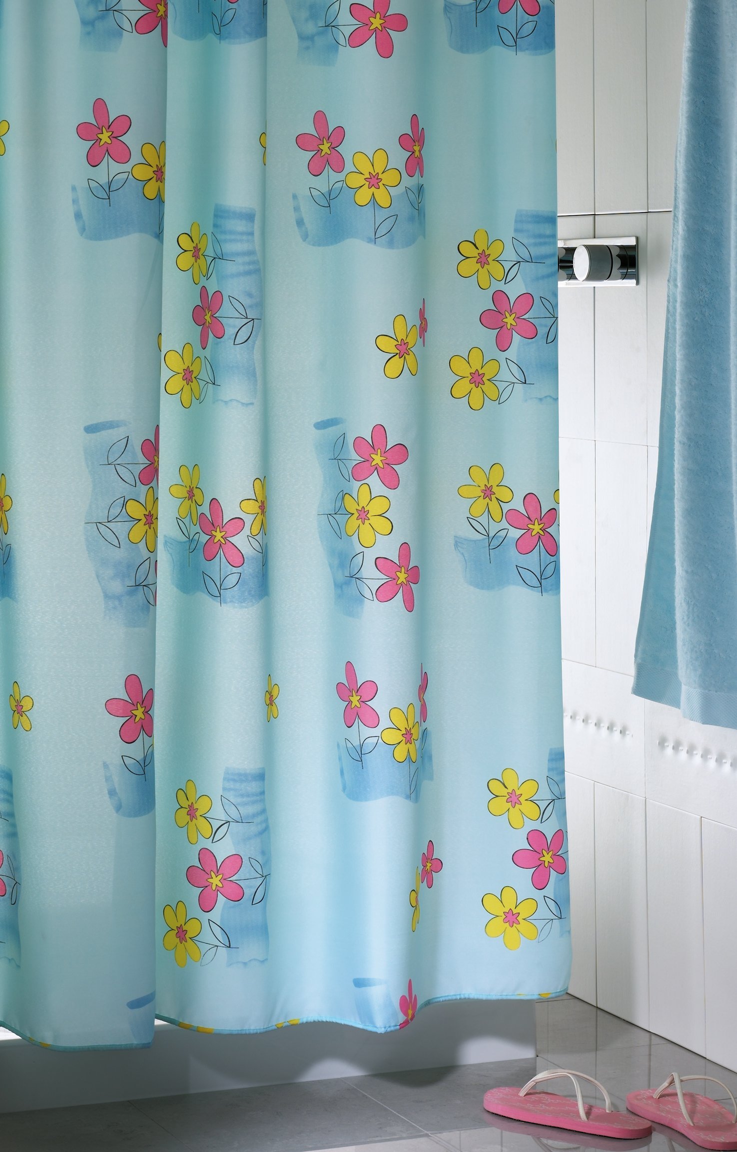 Gedy Begonia Curtain, Polyester, Blue, 200 x 180 x 0.02 cm, W 70.9" x L 78.7" (1 Panels)