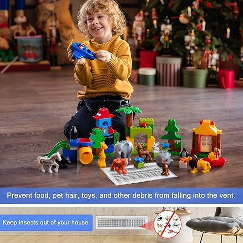 Miniatura 7 de Paquete de 3 cubiertas de ventilación de suelo de 15.73 x 11.81 pulgadas, cubiertas de ventilación magnéticas de PVC, pantalla de ventilación de