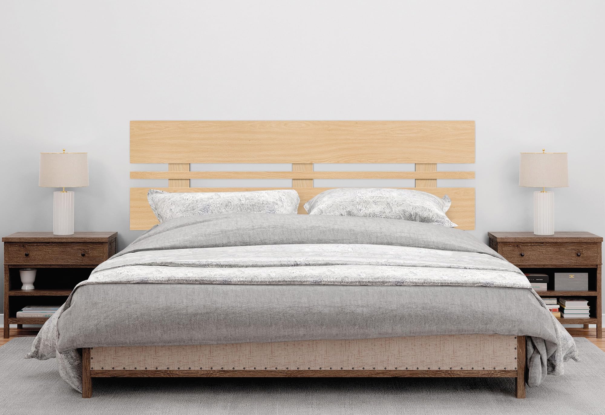 DHOME Cabecero de Madera reciclada DM Horizontal Ancho con Patas Cama Palets Herrajes incluidos (90x115 Horizontal Ancho, Madera Natural)