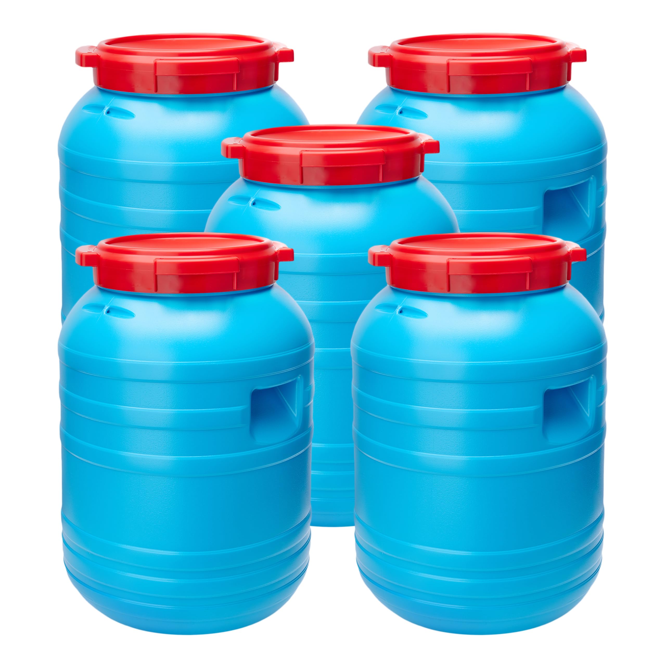 Garronda Set da 5, tanica di plastica da 30 litri, realizzata in HDPE per uso alimentare, adatta come serbatoio acqua per il giardino, contenitore per alimenti, bidone plastica universale GD-0055, Blu