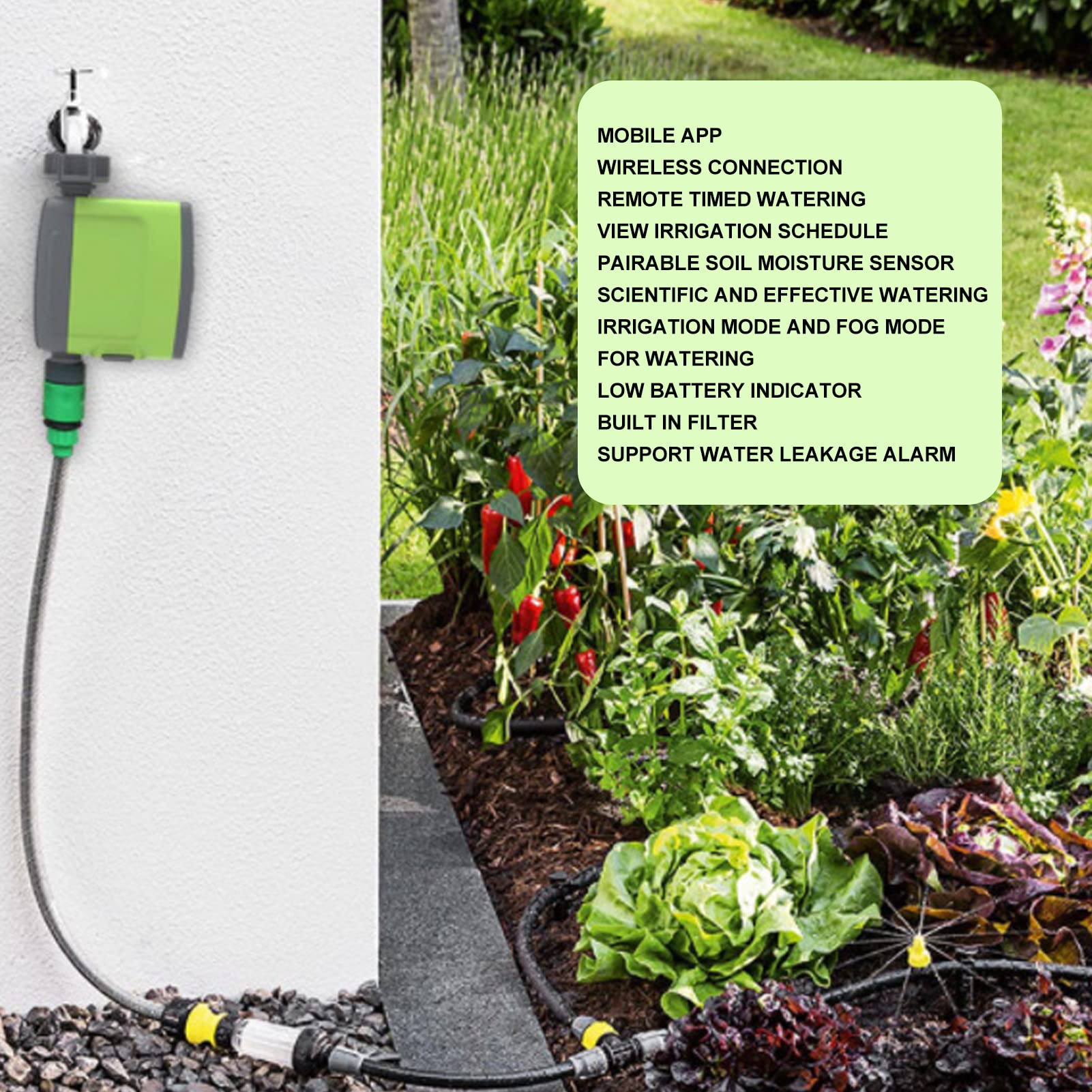 Temporizador Inteligente para Grifo de Manguera, Dispositivo Resistente Al Agua con Control Bluetooth para Riego Eficiente y Cuidado del Jardín, Material ABS de Primera Calidad