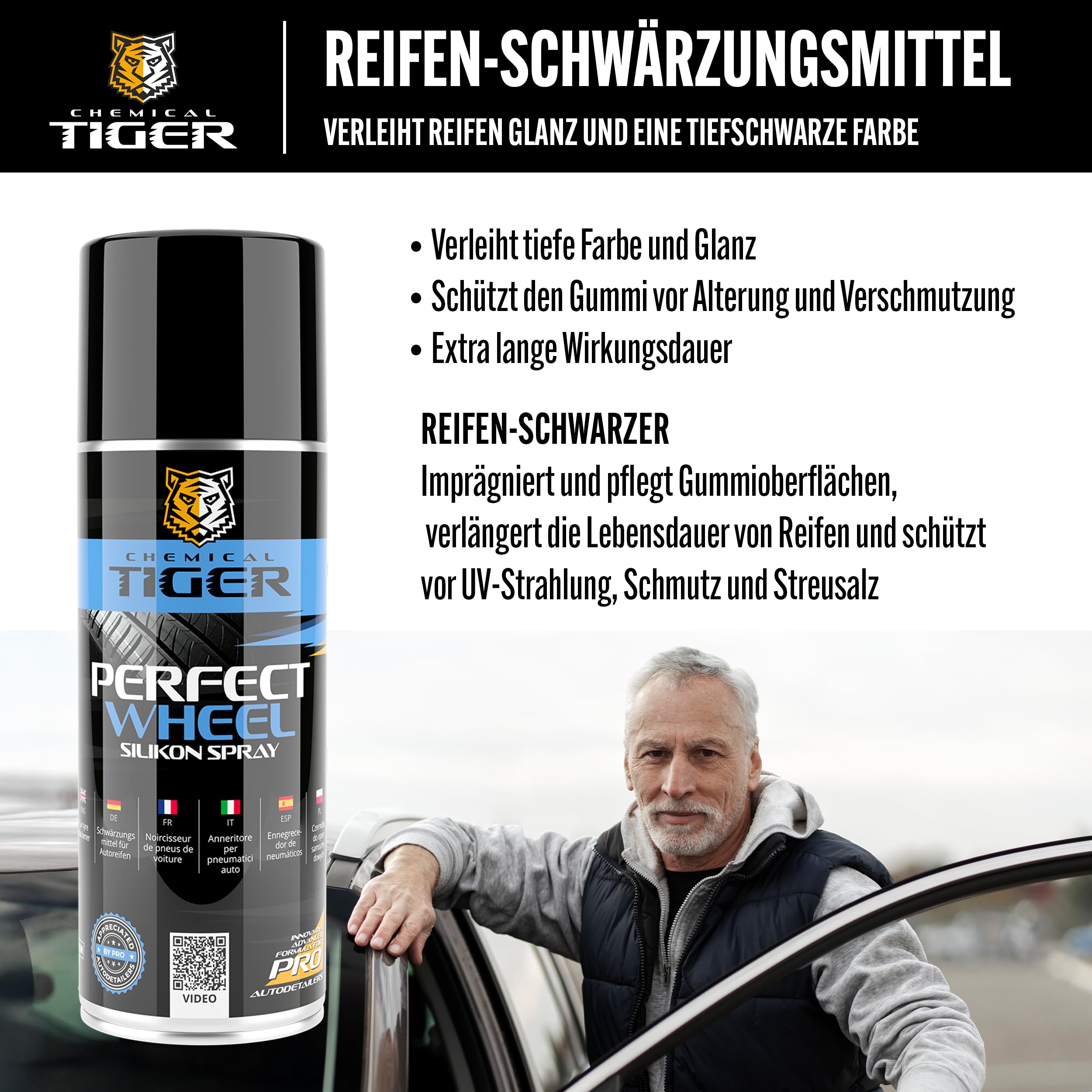 Set de Mantenimiento para Llantas y neumáticos de 3 Piezas: Limpiador de Llantas + Spray abrillantador para neumáticos + Limpiador para Interior y Exterior del Coche