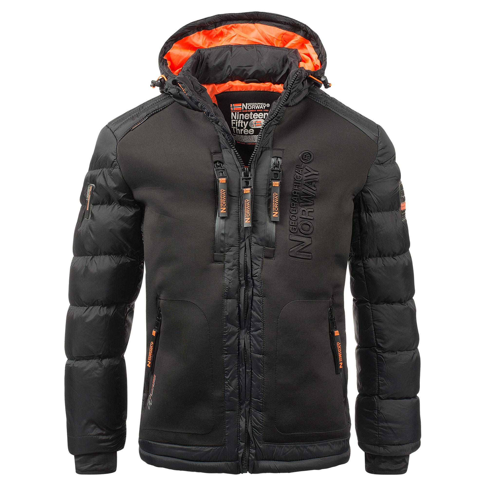 Geographical Norway - Giacca trapuntata da uomo invernale con cappuccio, giacca calda, imbottita, taglie S-7XL, per attività outdoor, sci, snowboard, per inverno/autunno, IMS Production