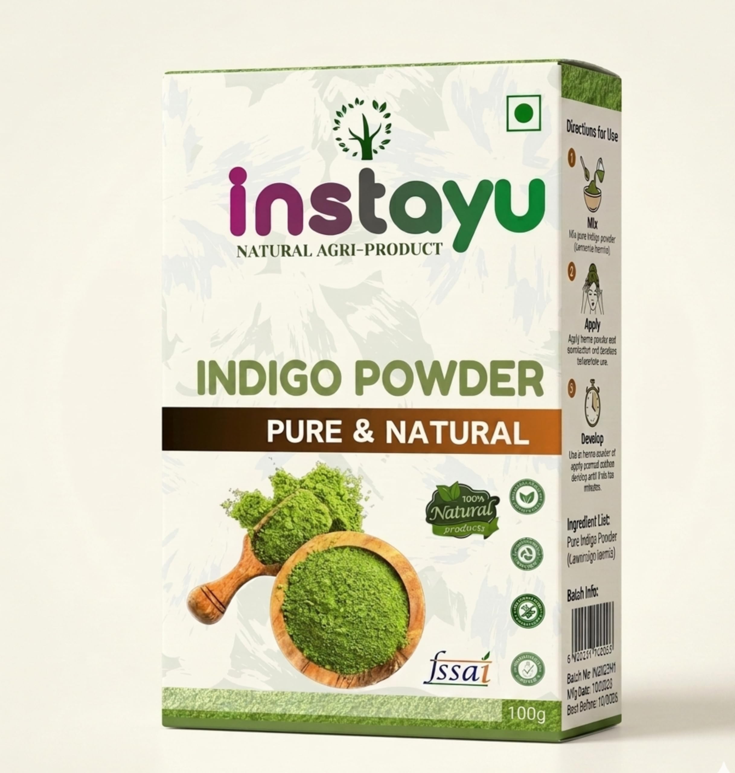 Pure Indigo Powder for Hair – 100% Organic Indigofera Tinctoria for Natural Black Hair Color & Lustrous Shine (100g)-image-48