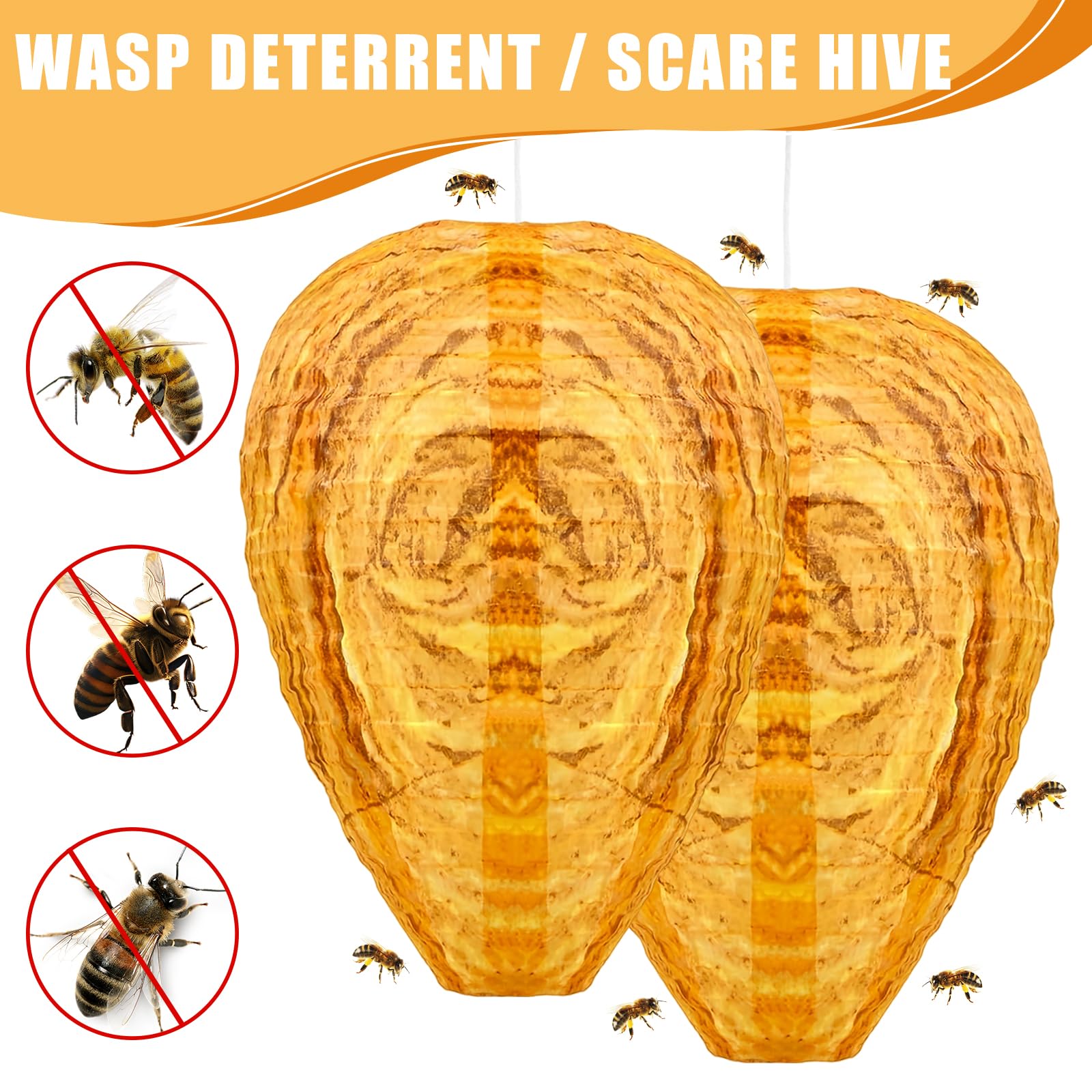 6 nidos de avispas falsos, nido de avispas falsas, cebo para nido de avispas, nido de avispas resistente a la intemperie, nido de avispas artificiales con ganchos para casa, jardín y exteriores