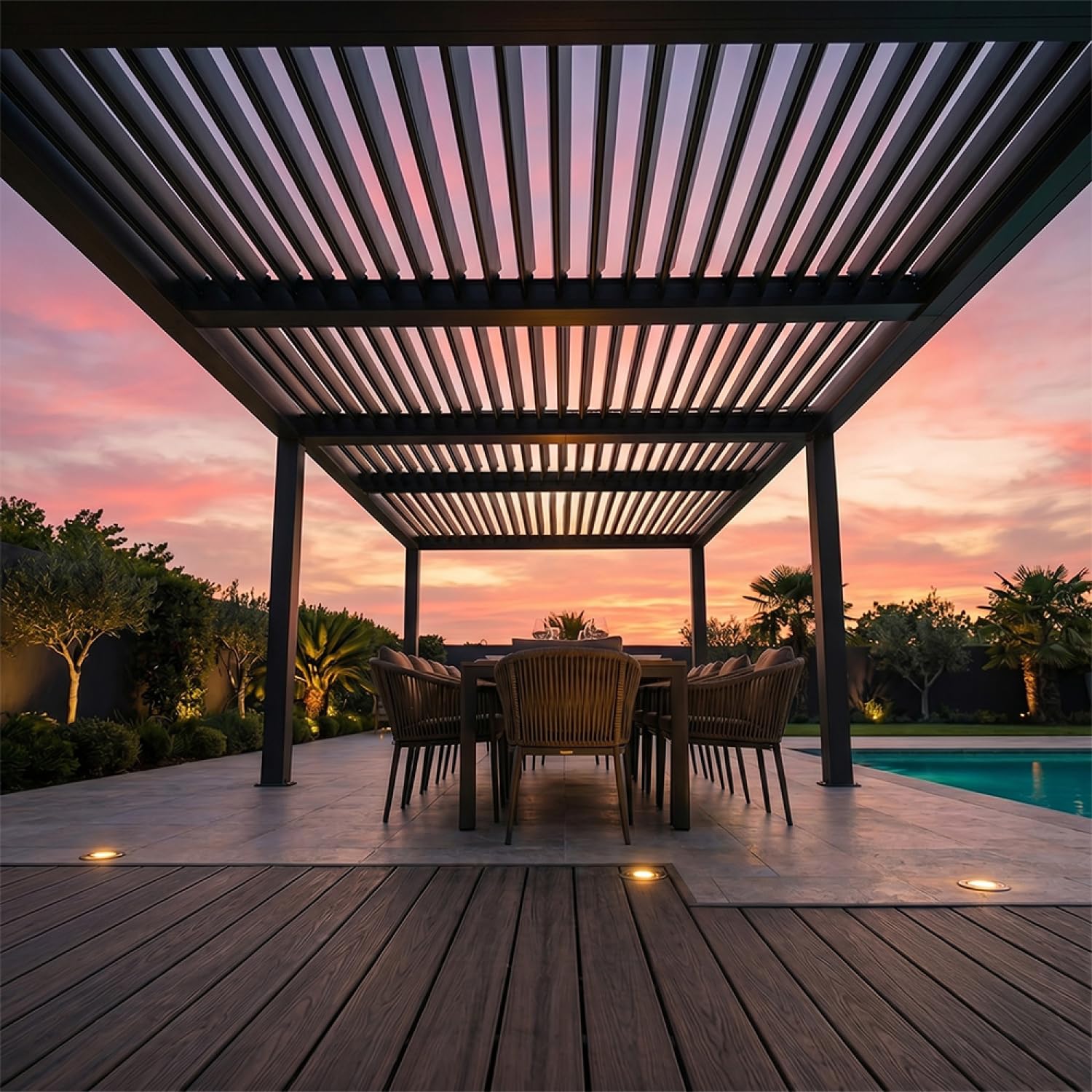 Pergola Bioclimatique Double Paros 571×290 cm Noir Aluminium