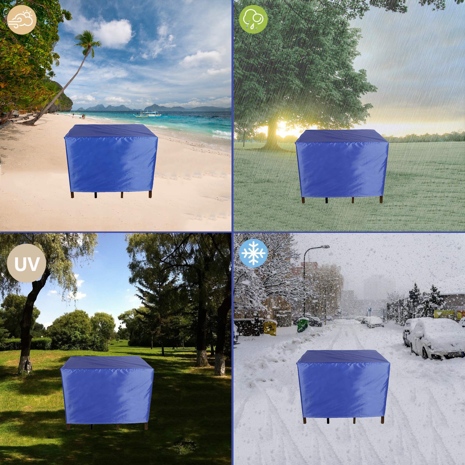 BAILR Copertura per Mobili da Giardino 122×122×74cm, Coperture per Mobili da Giardino Impermeabile, Copritavolo da Esterno, 420D a Prova di Polvere Protezione UV Antivento