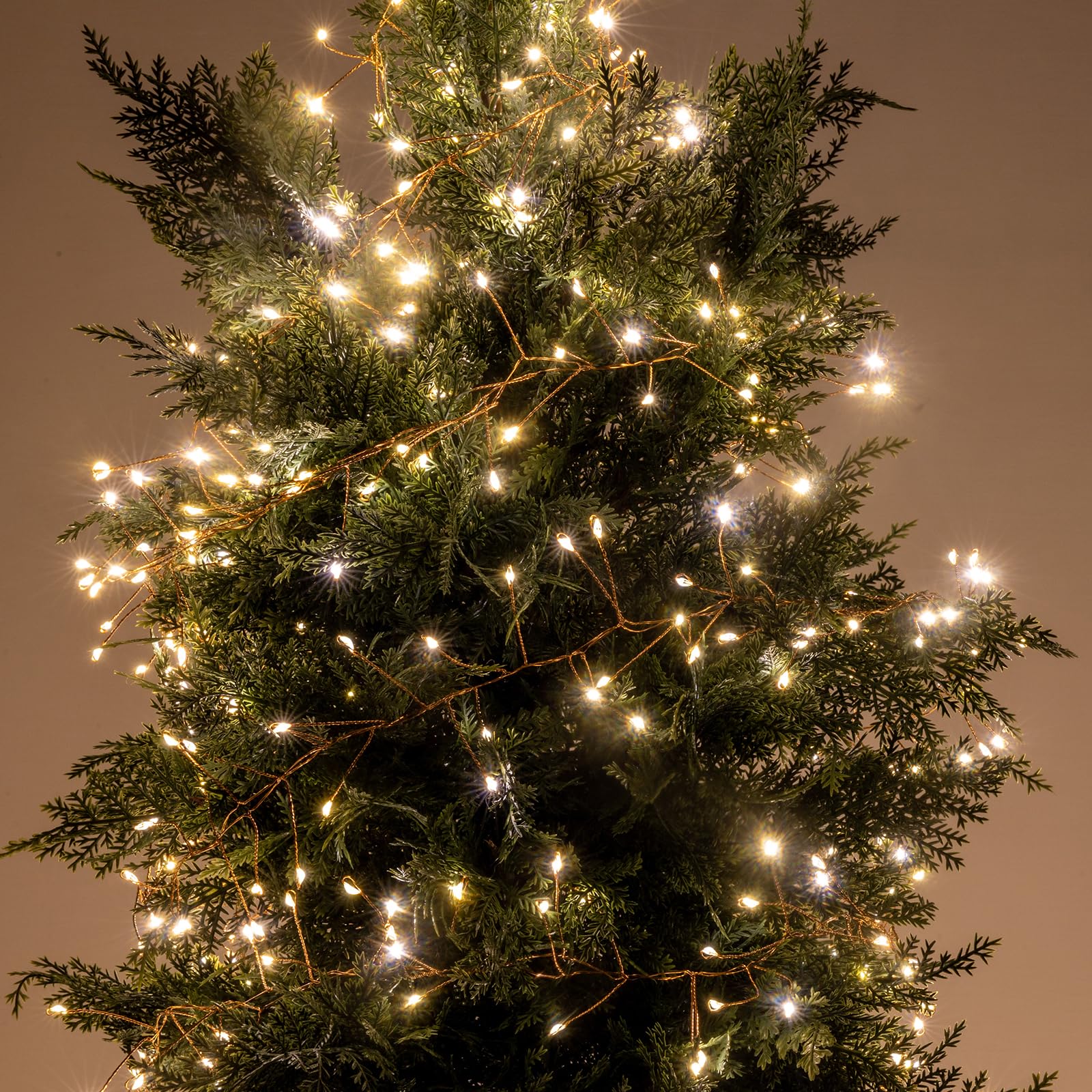 Luccika Cluster Catena Luminosa Natalizia, Luci Micro LED a Grappolo, 8 modalità di Giochi, Interno Esterno, Lucine Decorative per Albero, Natale (Bianco Caldo - Cavo Rame, 10 Metri - 1000 LED)