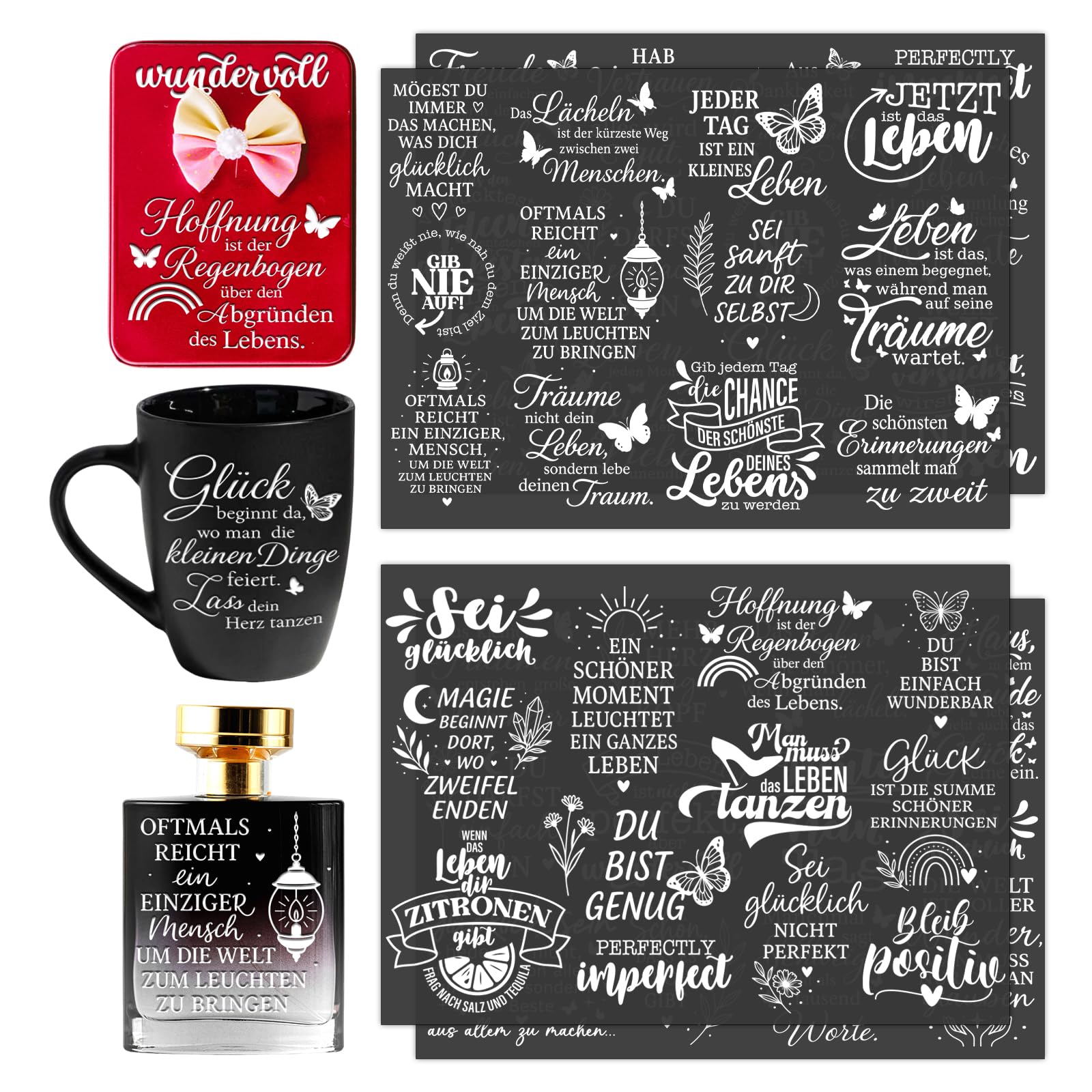 Rub On Sticker Abreibesticker – Transfer-Aufkleber zum Aufrubbeln, Ideal für DIY, Scrapbooking & Dekoration