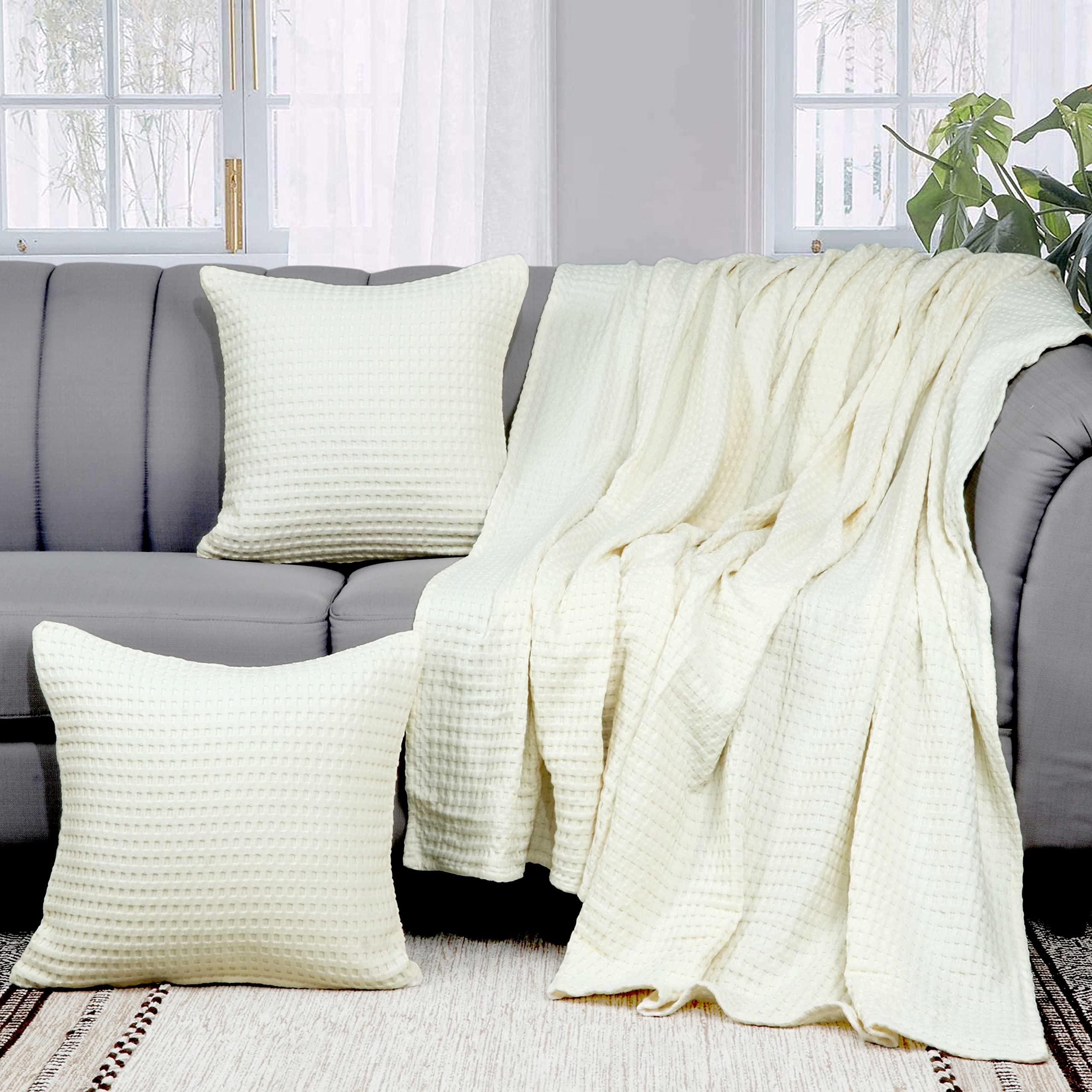 Buy Tex Trend 100% Cotton Blanket Ivory Color King Size 108