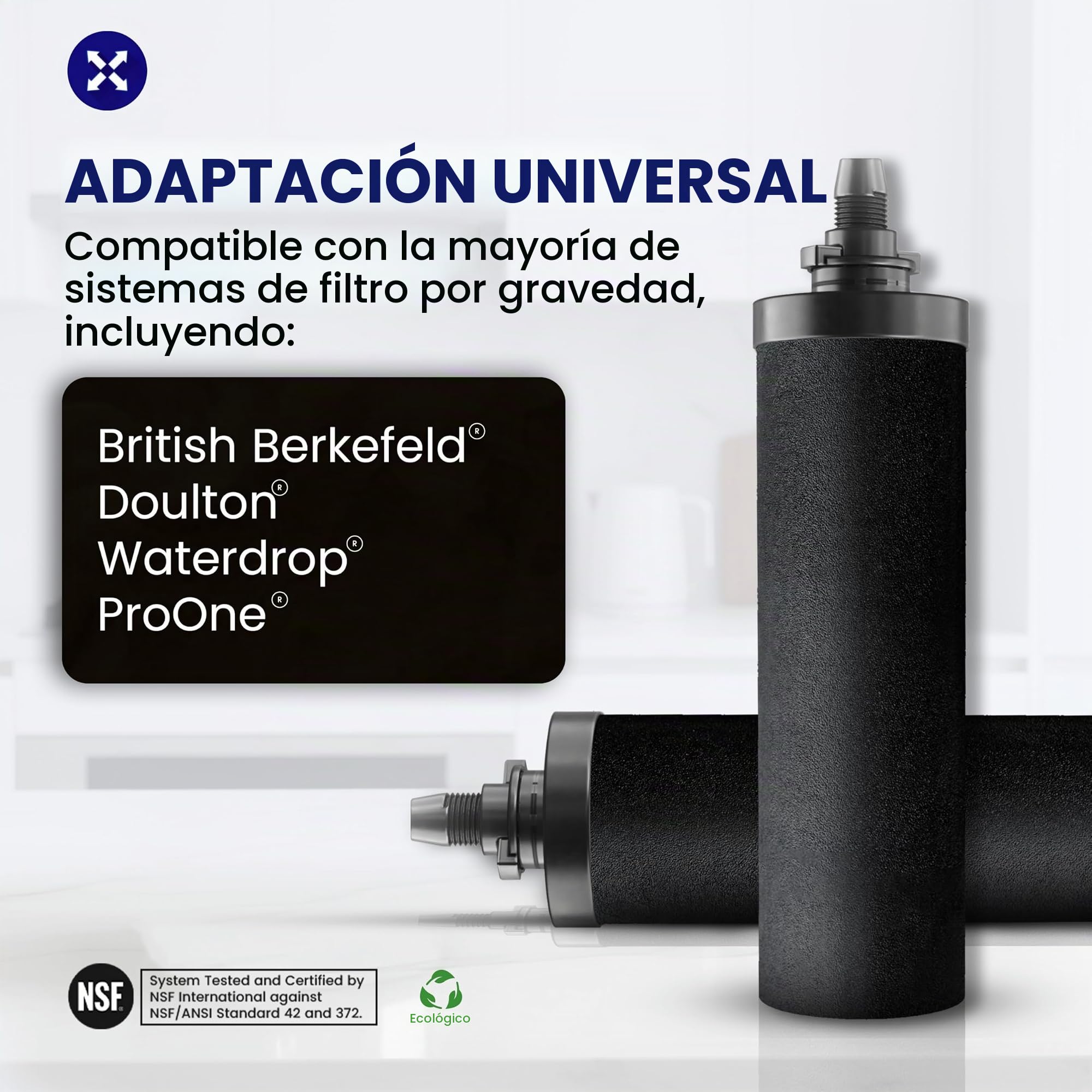 Phoenix Gravity KokoCarb - Cartuchos de filtro de carbono con certificación NSF (paquete de 2) – Repuesto de carbón activado de cáscara de coco para filtros de agua por gravedad – Compatible con otros