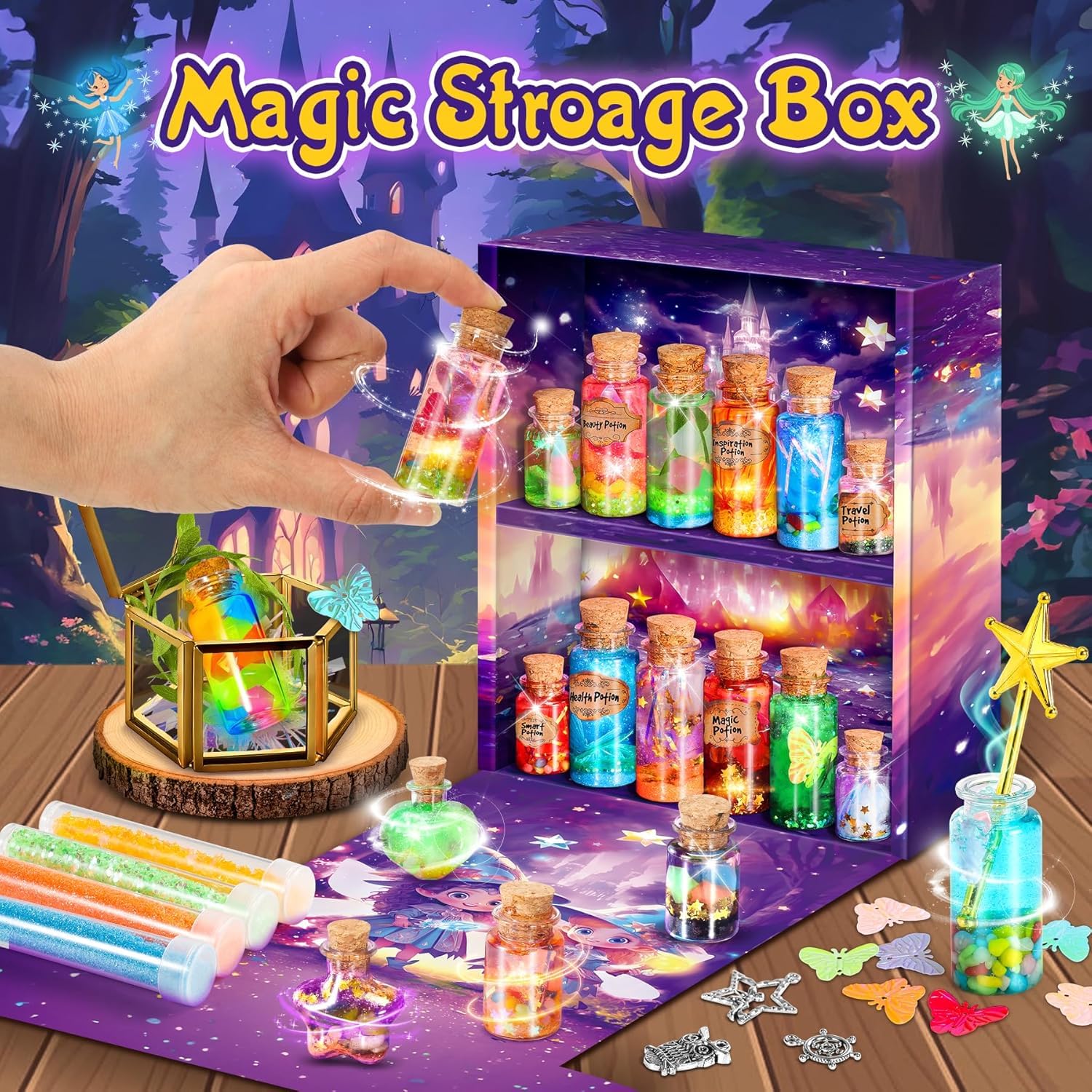 Subtail – Kit Potion Magique – 20 Bouteilles – Poudre De Fée Gelée – Cadeau Fille 6-12 Ans
