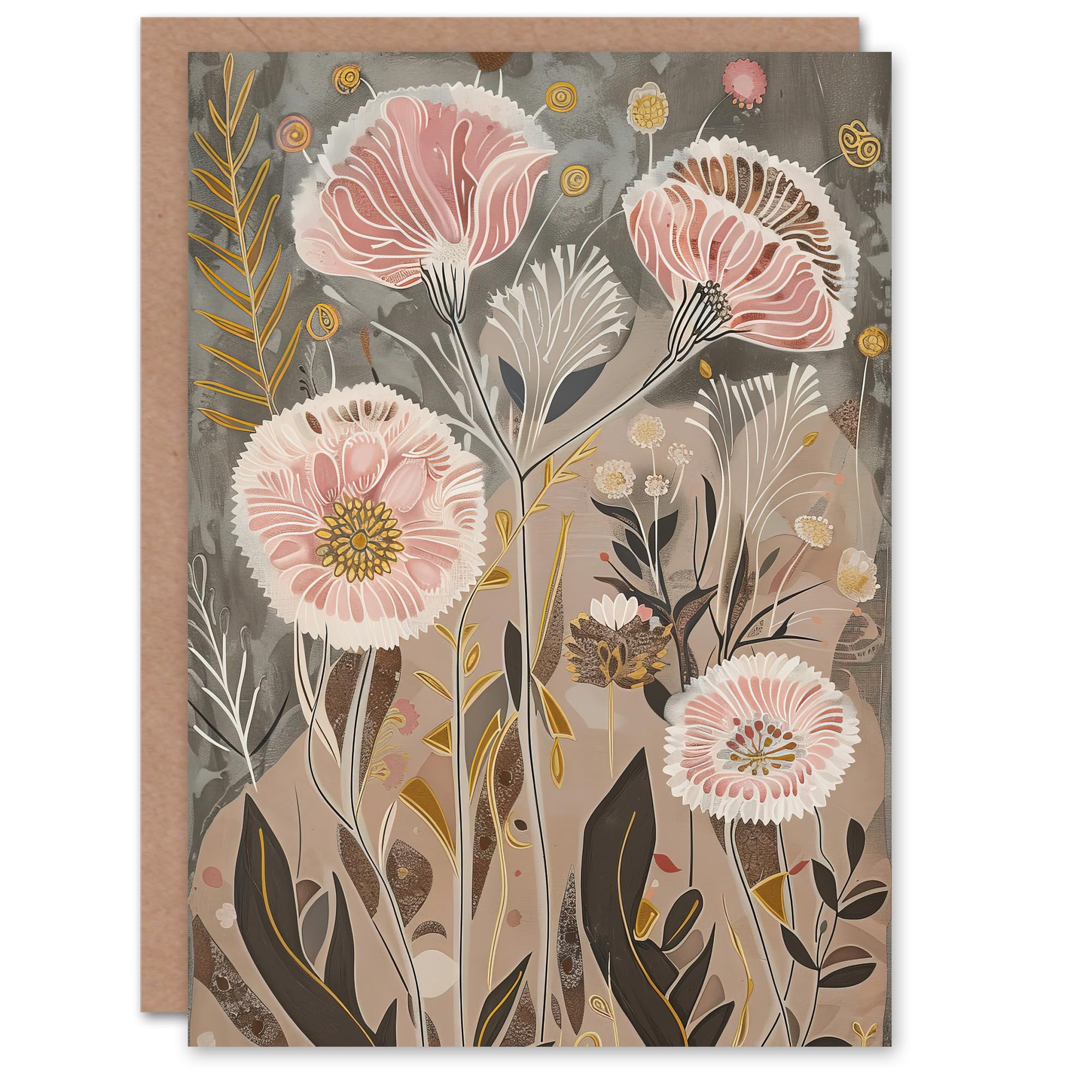 Artery8 Greeting Card Autumn Carnations Flowers Artwork Rustic Floral For Her Woman Birthday Card