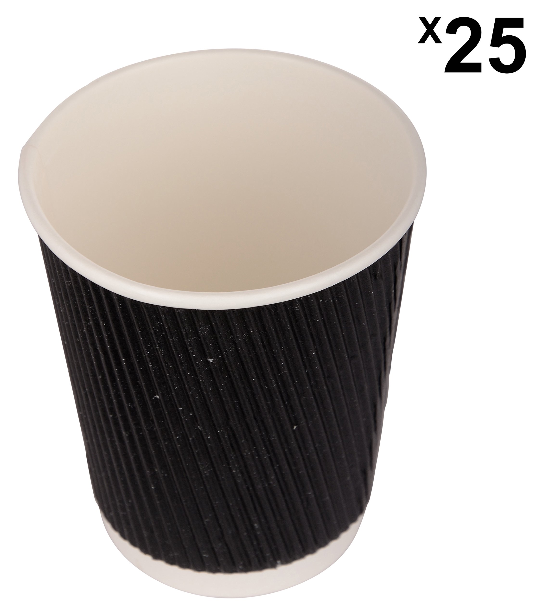 San Pareil™ Paper Disposable Tea/Coffee Mugs/Cups/Glass 25-Piece for Picnic, Restaurant, Parties and Travel Usage, One Time Use Only- Black. 1