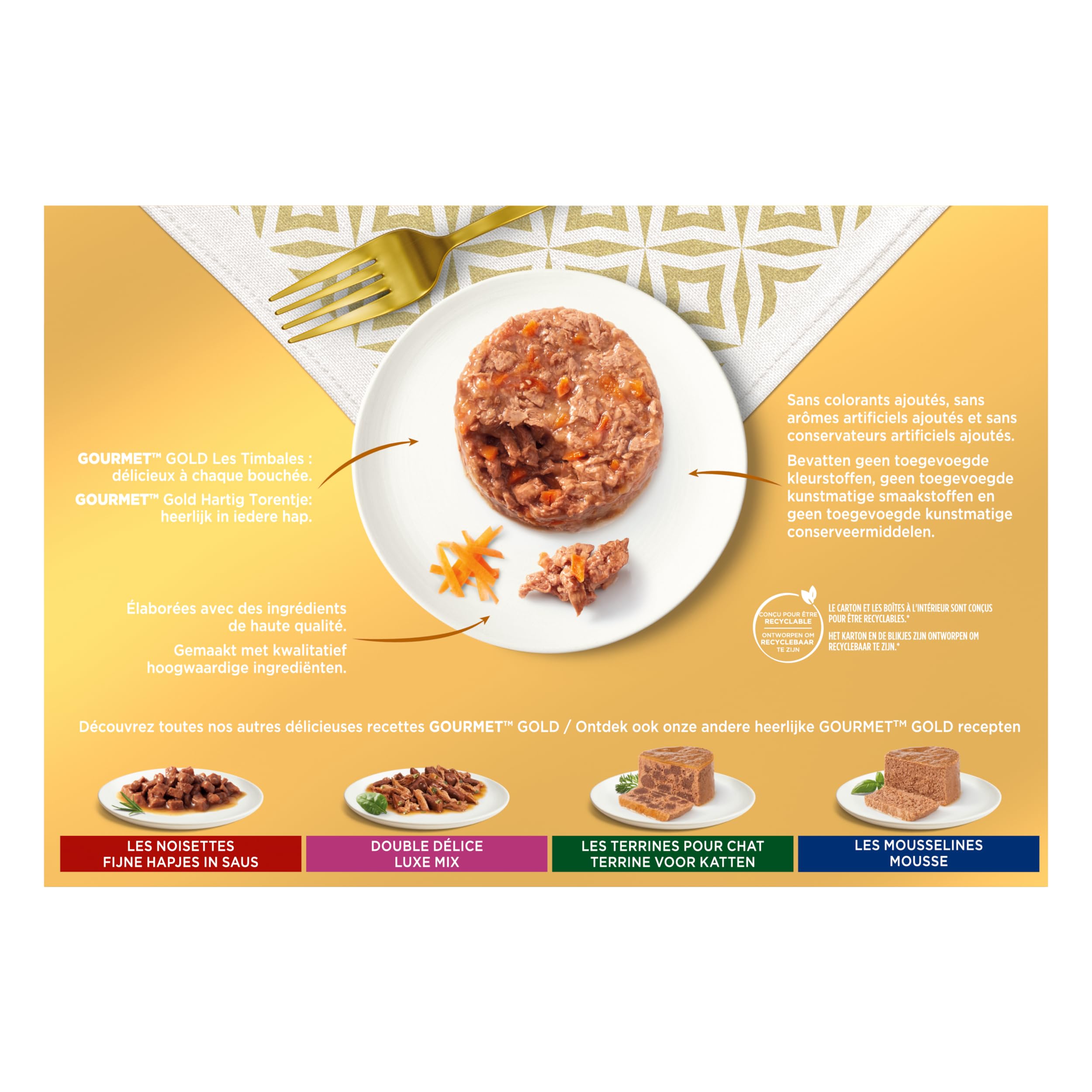 GOURMET | GOLD | Piłki warzywne | Kompletna karma dla dorosłych kotów | Pudełka | Wołowina, Kurczak, Indyk, Jagnięcina | Zestaw 8 sztuk (12x85g)