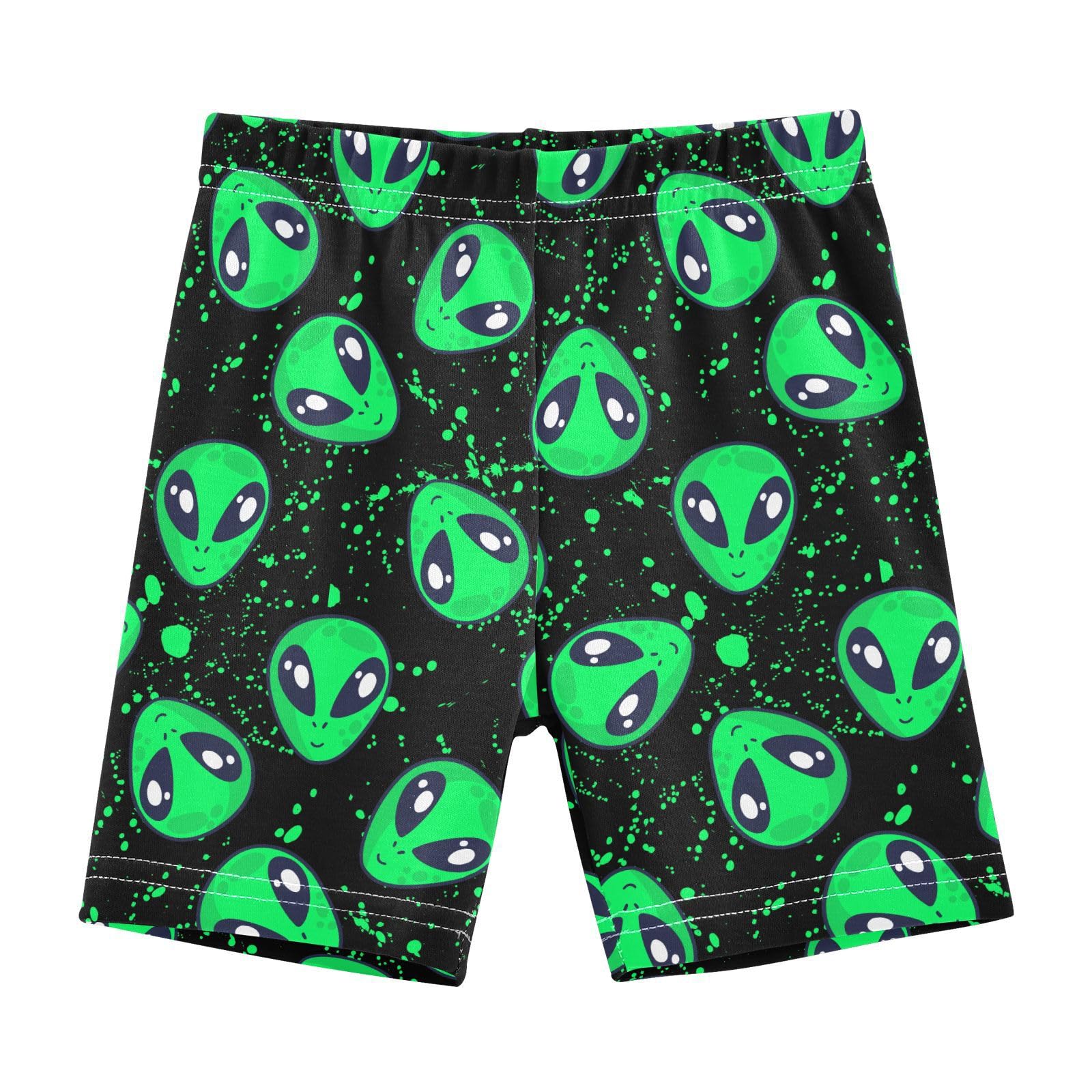 JHKKU Girls Green Alien Shorts Cotton Cartwheel Bike Kids Biker Under Dress Dance Short Girl Clothes 6T