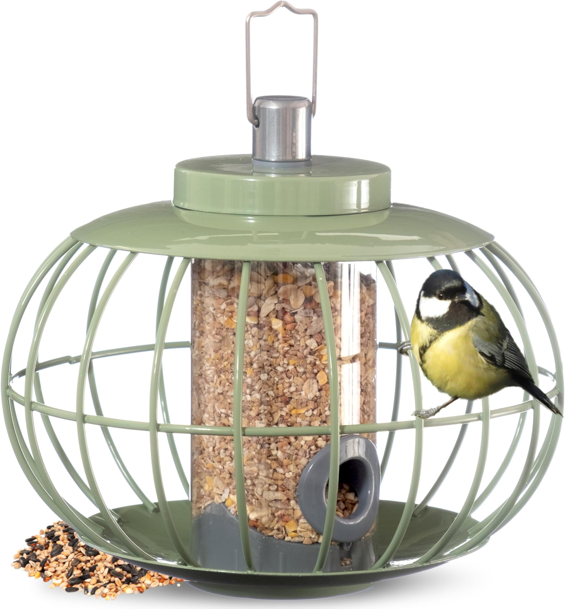Compact Lantern Bird Feeder LAND03 – Squirrel & Pigeon Proof Hanging Seed Feeder for Garden Birds – Durable Metal Design with Wide Lid Access – Weather Resistant, Easy to Clean