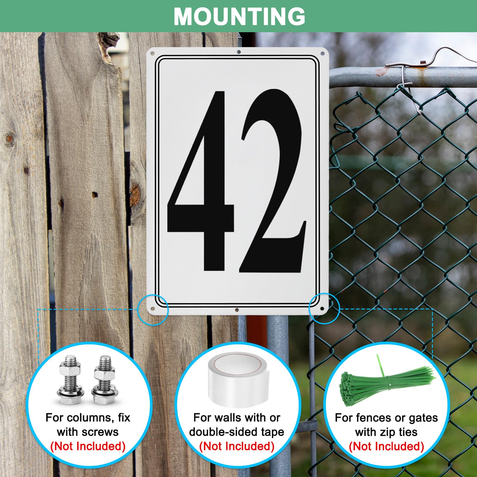M METERXITY Aluminum Number Sign 42, 11.8 Inch House Numbers and Metal Letters, Parking Spot Letter Signs - Image 4
