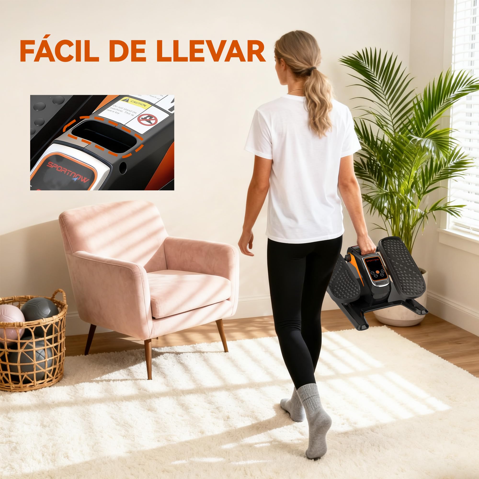 SPORTNOW Mini Elíptica Eléctrica para Personas Mayores con 12 Velocidades, Modo Manual y Automático, Control Remoto, Pedaleador Eléctrico Silencioso Portátil con Pantalla LED y Pedales Antideslizantes