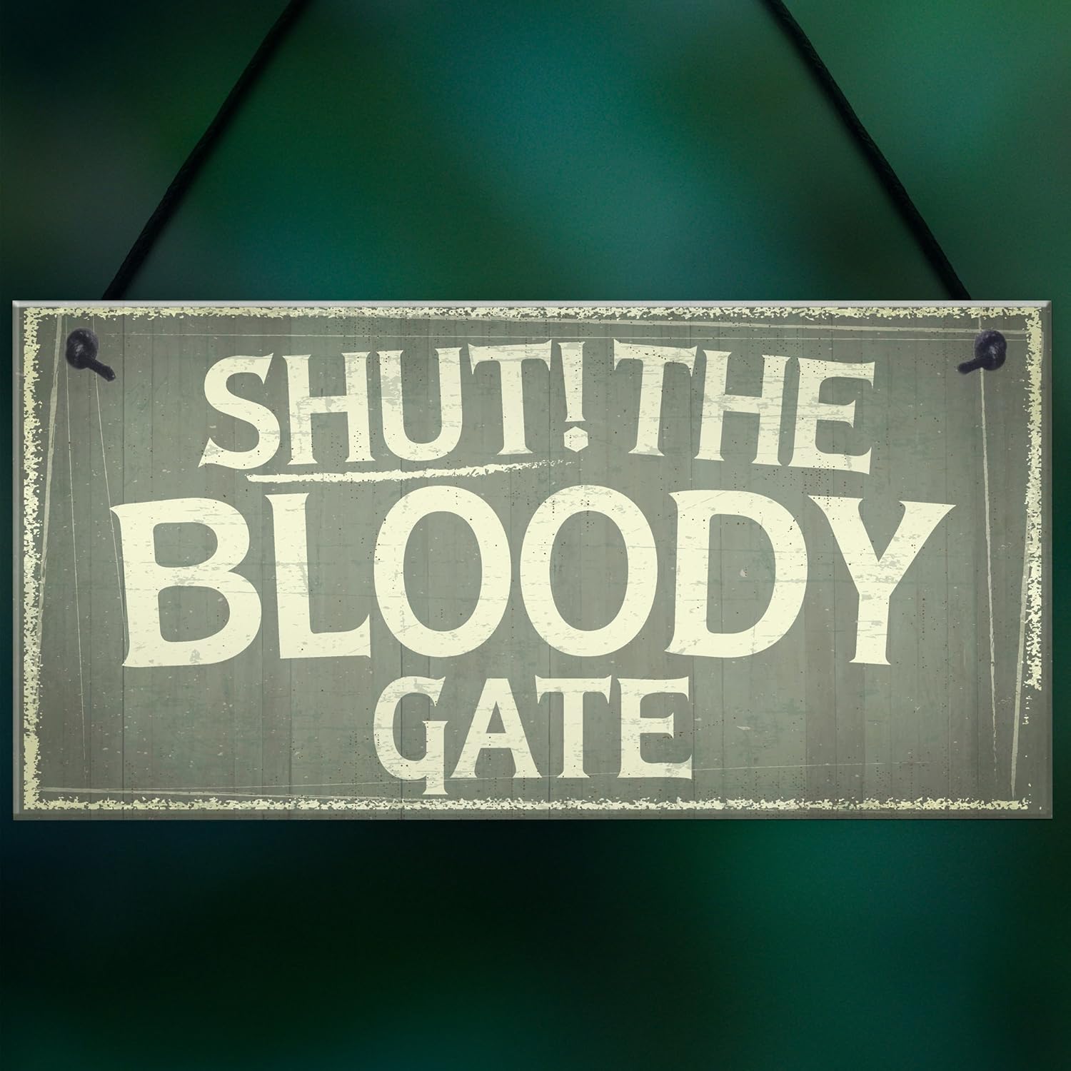 Novelty Funny Shut The Bloody Gate Hanging Wall Plaque Gift Funny Garden Fence House Sign