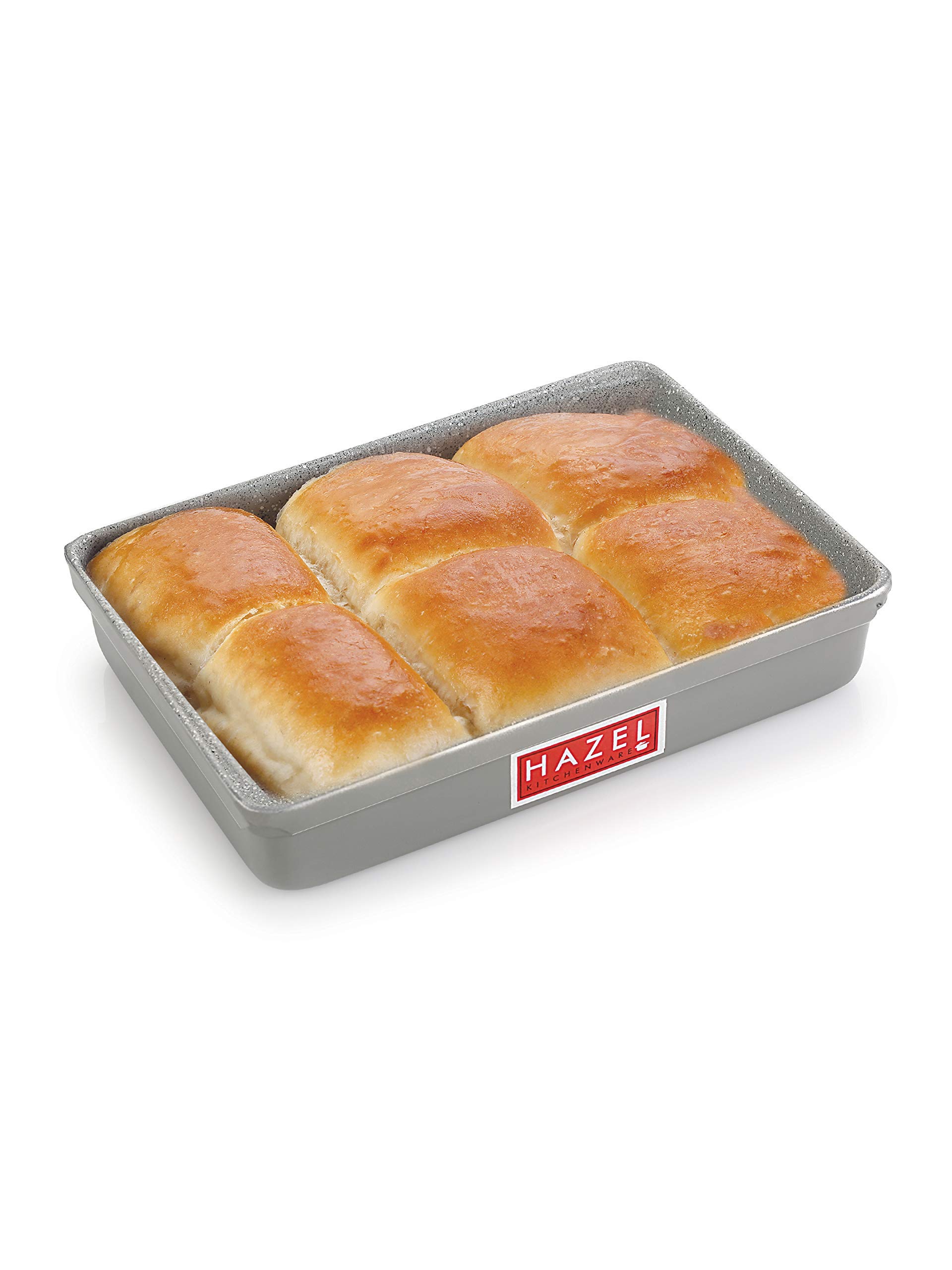 HAZEL Aluminium Rectangular Baking Tray | Non Stick Baking Tray for Microwave Oven | Oven Tray for Baking Cookie, Biscuits, Grey (Small, Grey)
