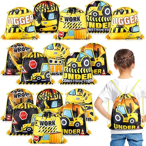 Bencailor 16 bolsas con cordón para fiestas de construcción, Navidad, cumpleaños, para niños y niñas