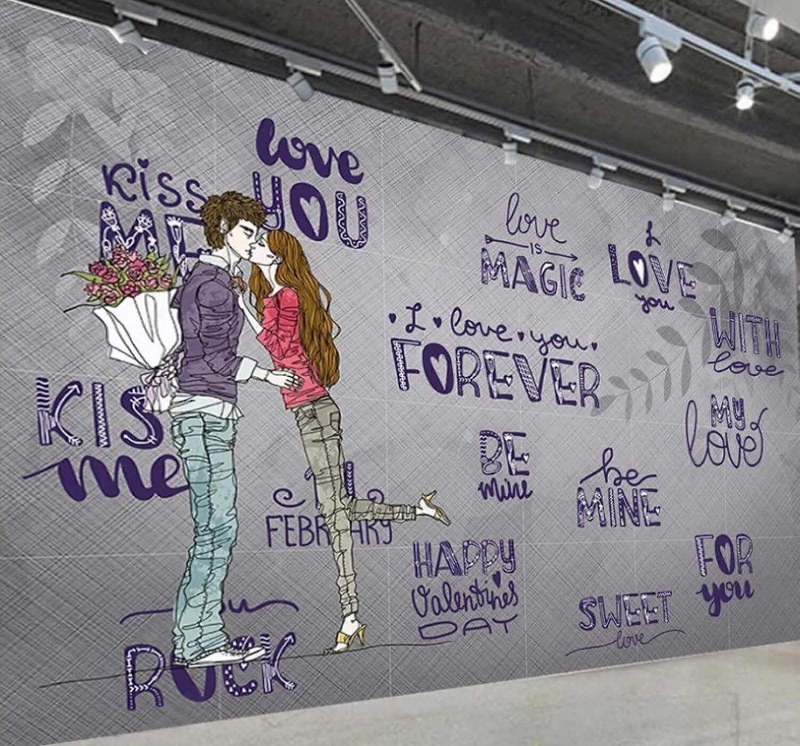XLMING Cartoon Romantic Love Couples Pattern 3D Wallpaper Luxury Home Dining Decor Paste Sofa Living Room The Wall for Bedroom Mural-430cm×300cm