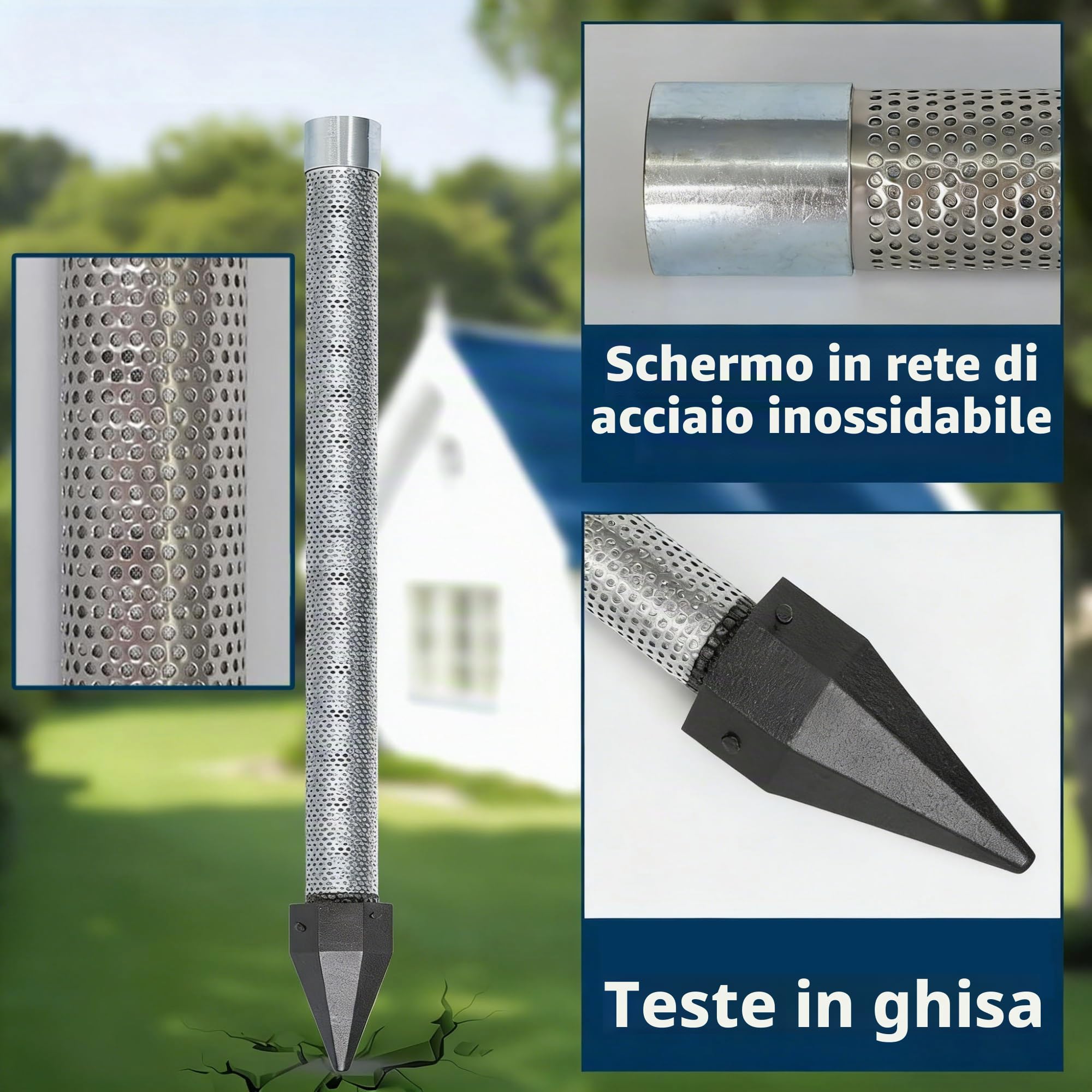 Kit Punta Filtrante 1-1/4 Pollici per Pozzo Artesiano Sostenibile, Filtro Anti-Sabbia Inox, Tubi Zincati e Raccordi per Accesso Indipendente alla Falda Acquifera(5M Kit)