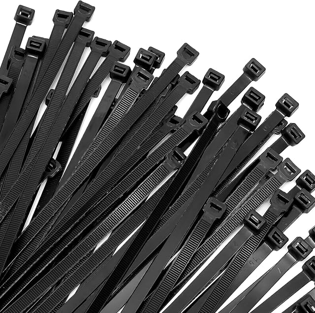 Zip Ties Heavy Duty 6 inch - Cable Ties with 40 Pounds Tensile Strength, Multi-Purpose Self-Locking Nylon Cable Zap Straps(100 Pcs), UV Resistant Nylon Wire Ties Wraps for Indoor and Outdoor (Black)