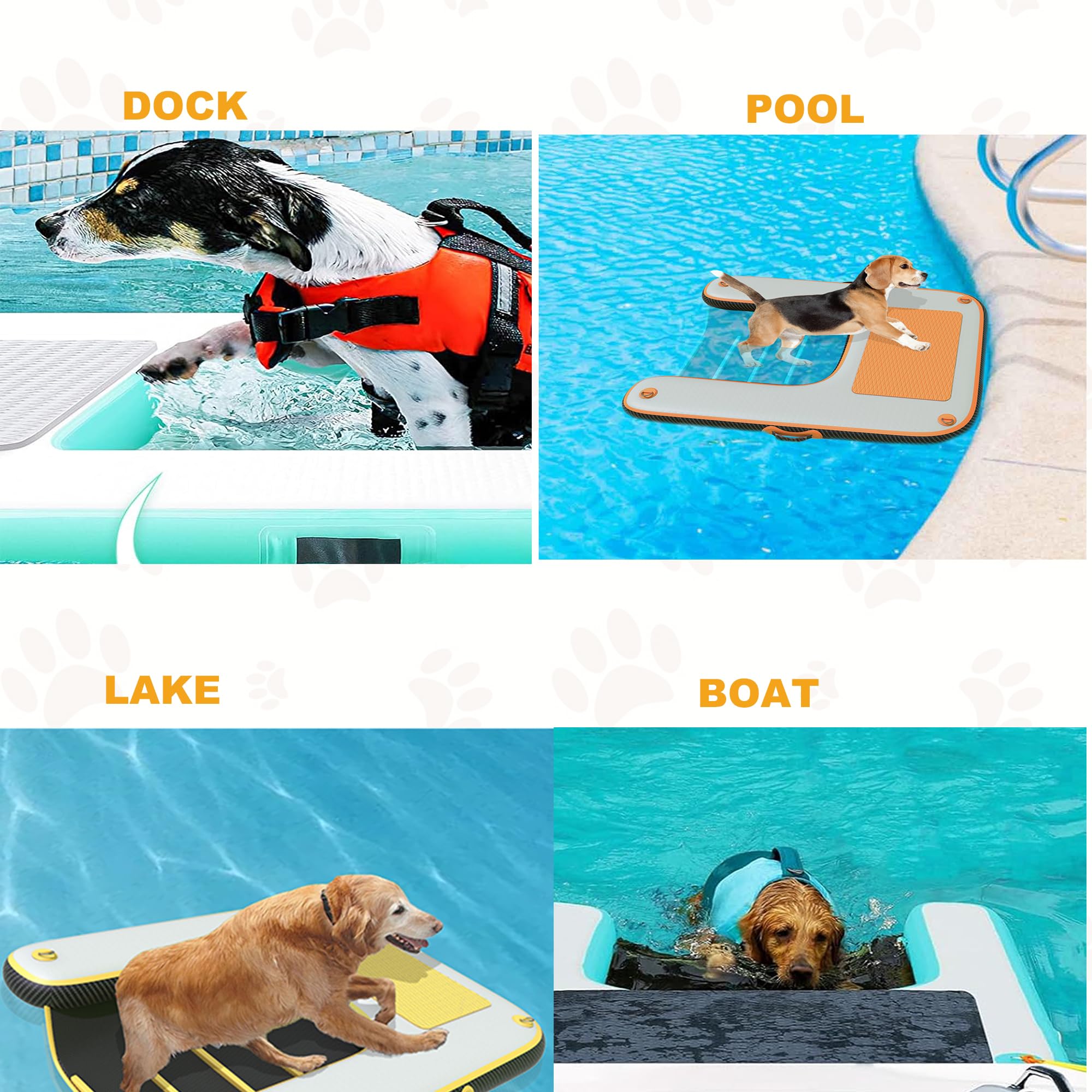 HEYLIFE Rampa Gonfiabile Per Cani cancelletti e Rampe Inflatable Dog Water Pool Ramp Per Piscina Fino a 100 kg Purple 120x90x10cm