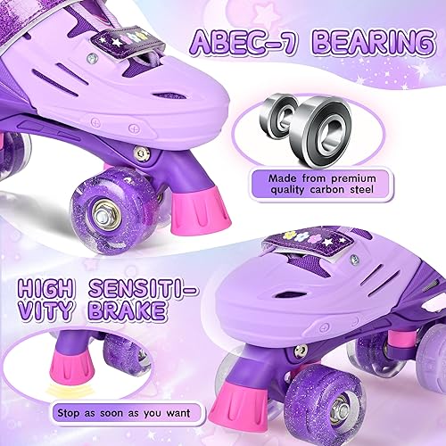 Miniatura 4 de 2PM SPORTS Patines de ruedas para niñas, niños y niños pequeños de 4 a 6, 5 a 8, 6 a 12, 8 a 12 años con ruedas iluminadas, patines ajustables para