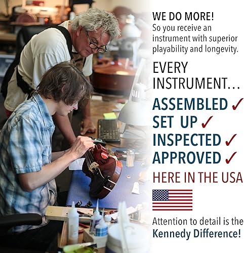 Miniatura 14 de Bunnel G1 - Traje de violín tamaño 3/4 - Estuche de transporte y accesorios incluidos - Madera de arce maciza y accesorios de ébano por Kennedy